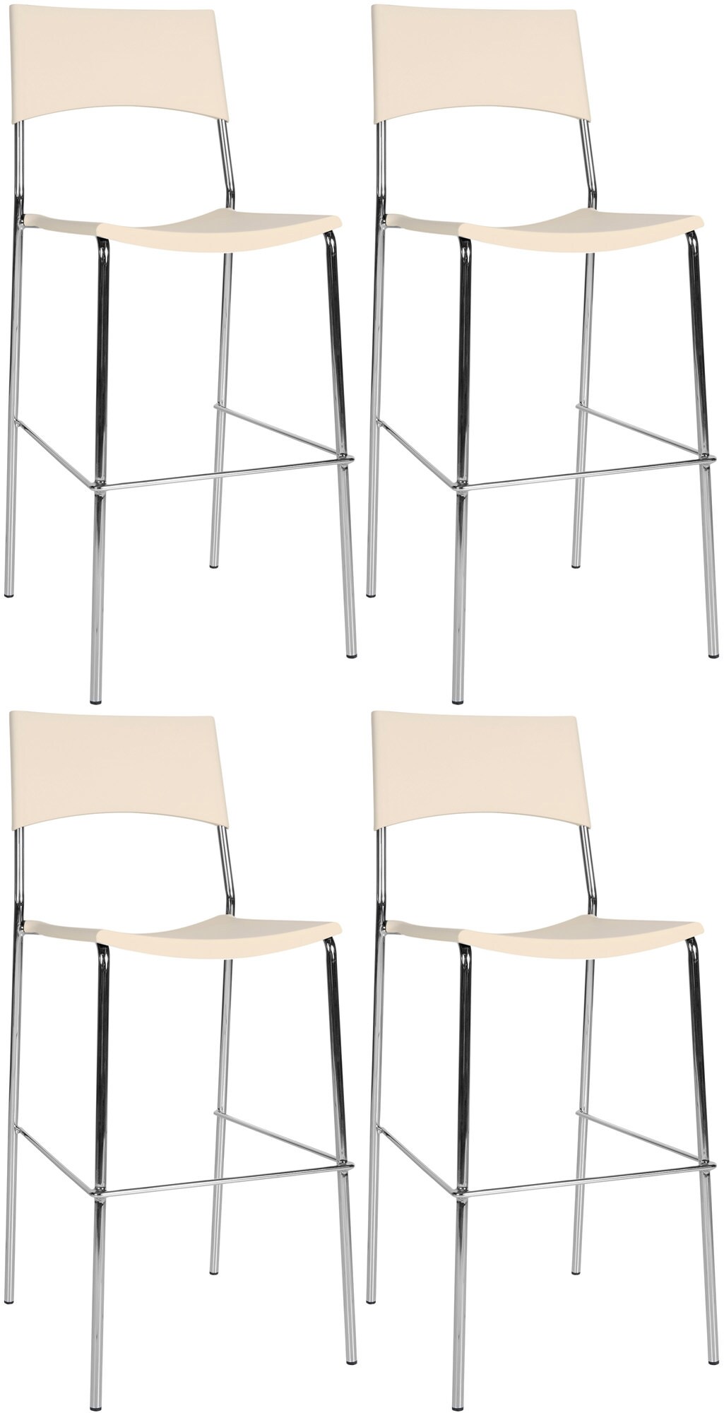 CLP 4er Set Barhocker Genua I Mit Kunststoffsitz Und Metallgestell In Chrom-Optik I Stapelbarer Bistrohocker 