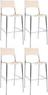 CLP 4er Set Barhocker Genua I Mit Kunststoffsitz Und Metallgestell In Chrom-Optik I Stapelbarer Bistrohocker 