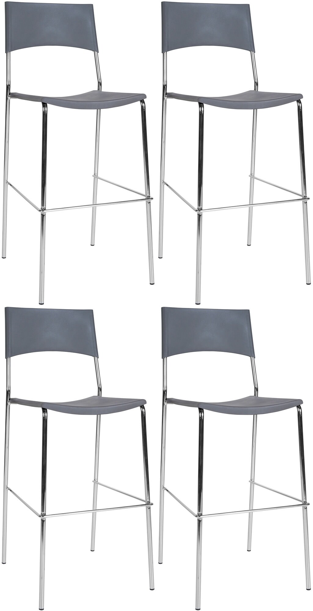 CLP 4er Set Barhocker Genua I Mit Kunststoffsitz Und Metallgestell In Chrom-Optik I Stapelbarer Bistrohocker 