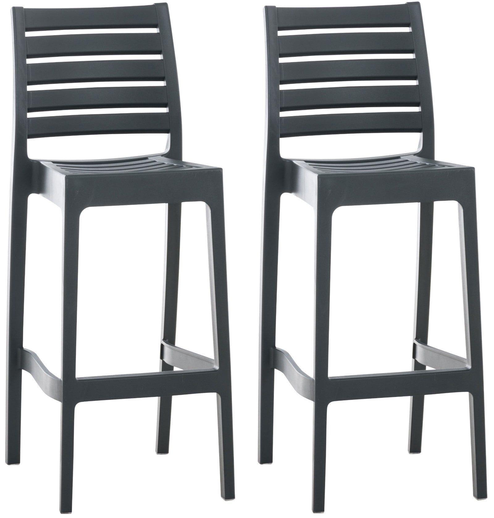 CLP 2er Set Outdoor-Barhocker Ares Mit Fu&szlig;st&uuml;tze I Stapelbare Tresenhocker In Rattan-Optik 