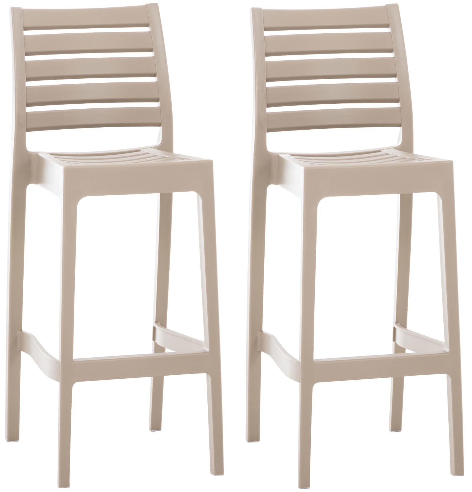 CLP 2er Set Outdoor-Barhocker Ares Mit Fu&szlig;st&uuml;tze I Stapelbare Tresenhocker In Rattan-Optik 