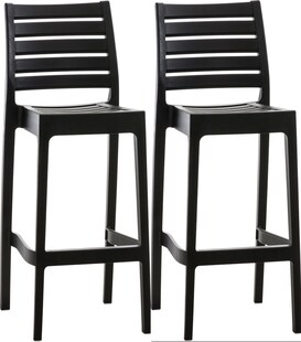 CLP 2er Set Outdoor-Barhocker Ares Mit Fußstütze I Stapelbare Tresenhocker In Rattan-Optik 