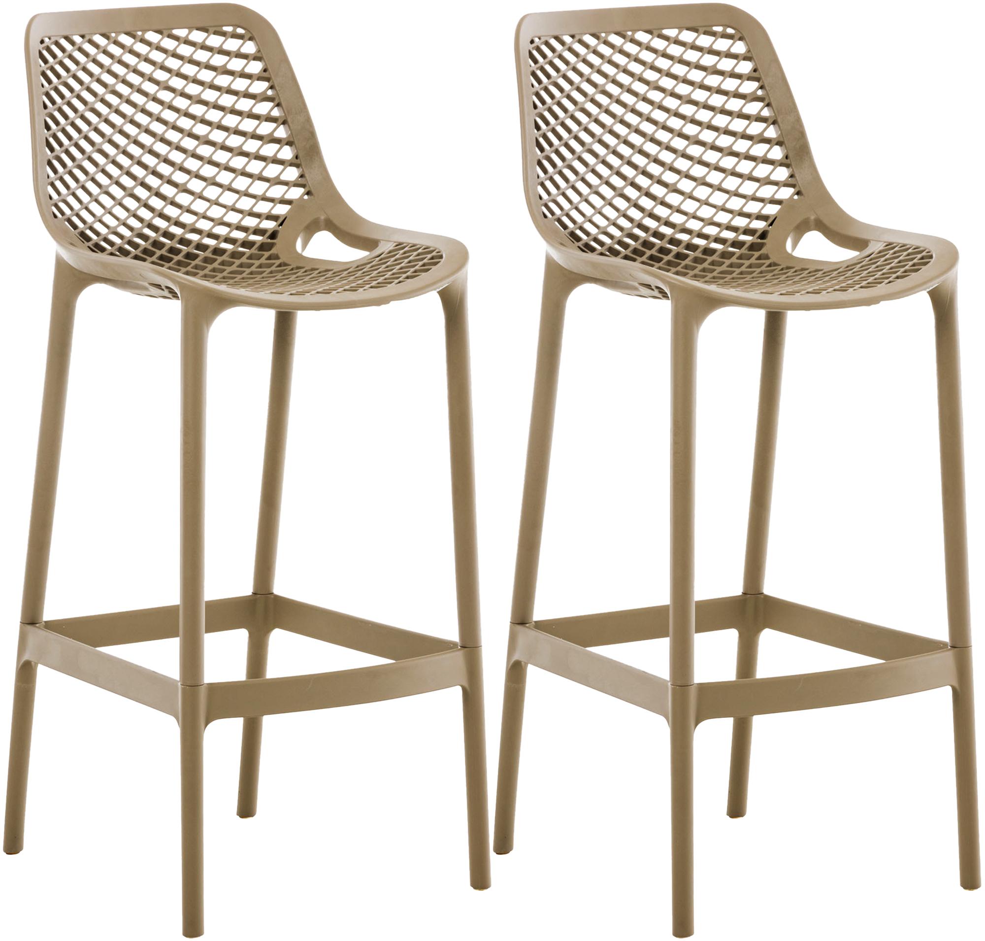 CLP Barhocker 2er Set Garten wetterfest Air, Gartenst&uuml;hle mit Lehne, Tresenst&uuml;hle wetterfest UV-best&auml;ndig aus Kunststoff, bis 160 kg 