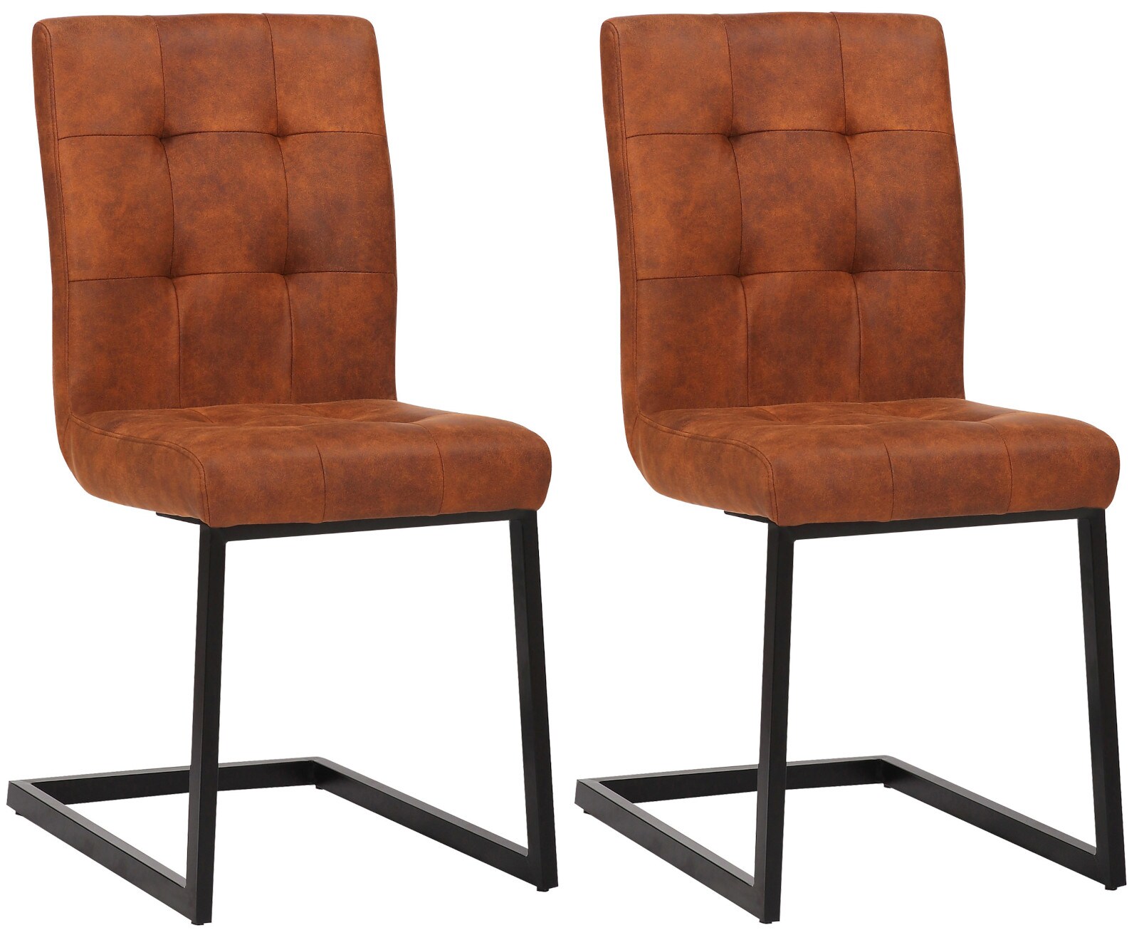 CLP 2er Set Esszimmerst&uuml;hle Feline Stoff I mit Metallgestell in Schwarz-Optik I Mit Bodenschonern 