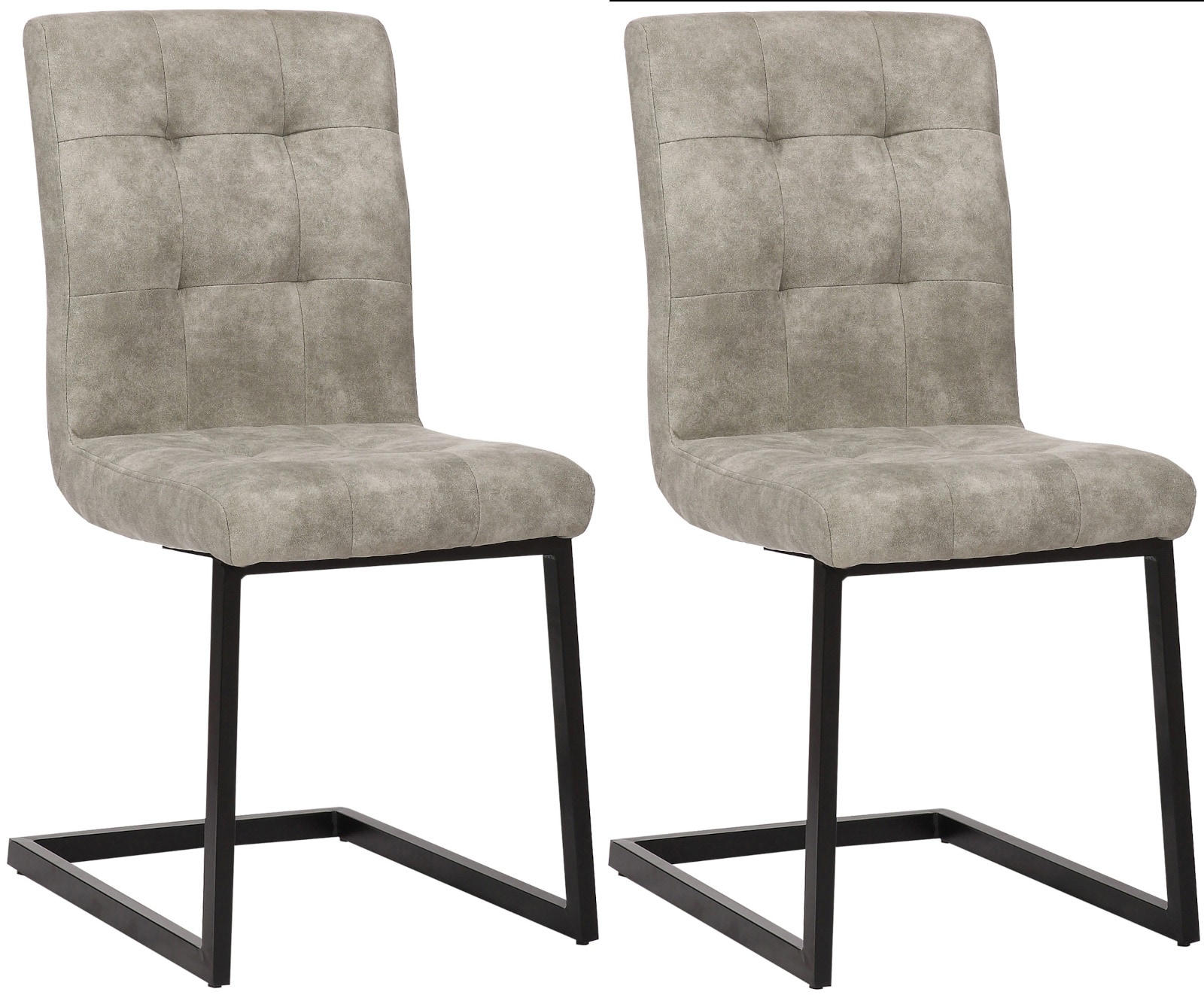 CLP 2er Set Esszimmerst&uuml;hle Feline Stoff I mit Metallgestell in Schwarz-Optik I Mit Bodenschonern 