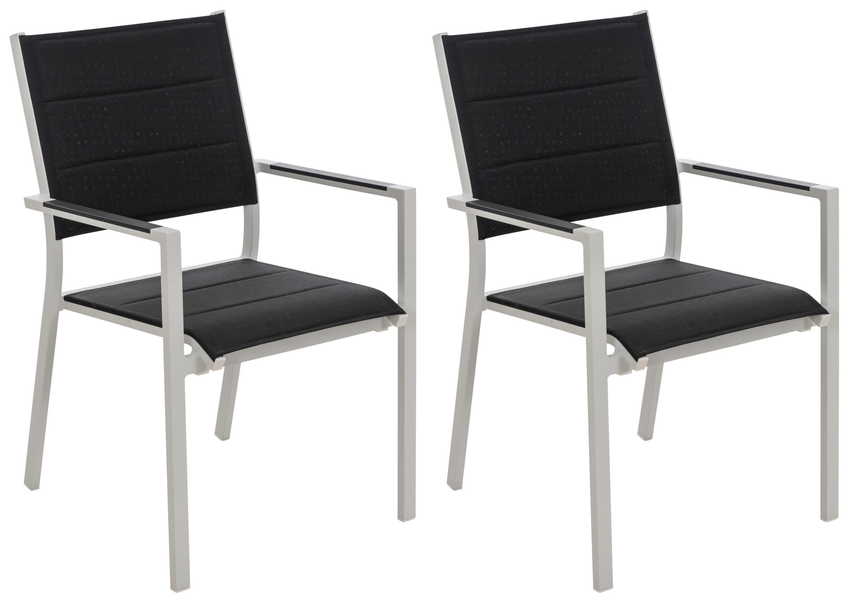 CLP 2er Set Gartenst&uuml;hle Jones I Lehnst&uuml;hle Mit Textilene-Bezug I Stapelst&uuml;hle Aus Aluminium 