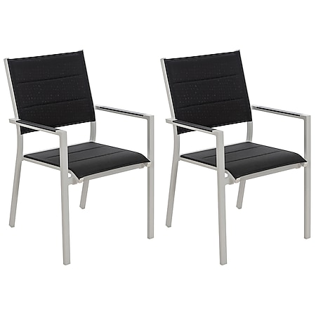 CLP 2er Set Gartenstühle Jones I Lehnstühle Mit Textilene-Bezug I Stapelstühle Aus Aluminium 