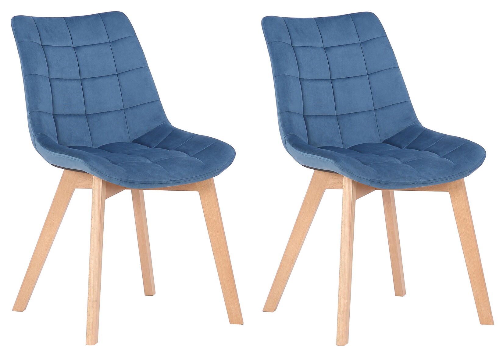 CLP 2er Set Esszimmerstühle Passaic Samt Farbe: blau