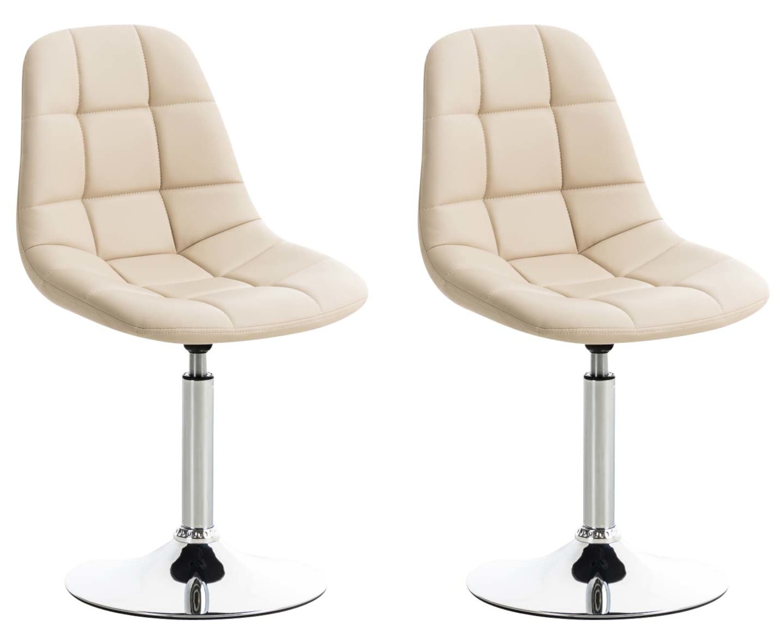 CLP 2er Set St&uuml;hle Emil Kunstleder I Mit Gestepptem Sitz I Drehst&uuml;hle Mit Trompetenf&uuml;&szlig;e In Chromoptik 