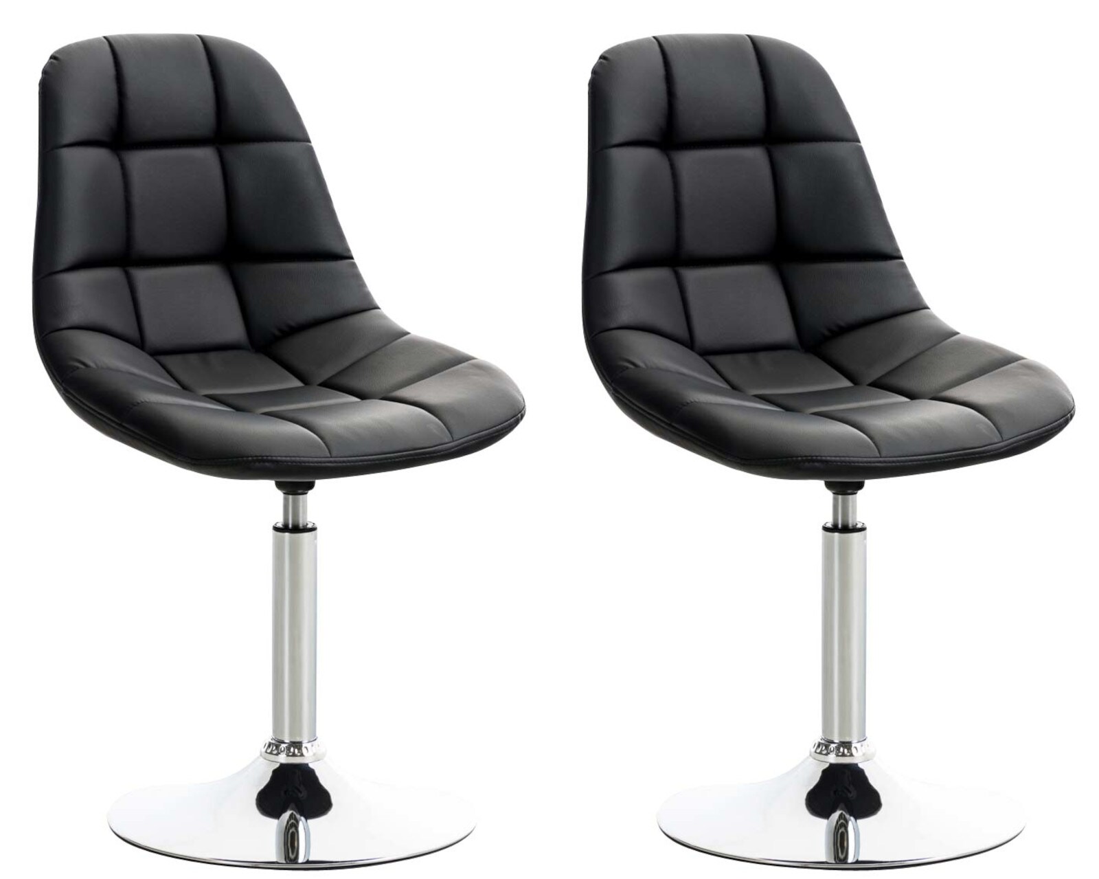 CLP 2er Set St&uuml;hle Emil Kunstleder I Mit Gestepptem Sitz I Drehst&uuml;hle Mit Trompetenf&uuml;&szlig;e In Chromoptik 