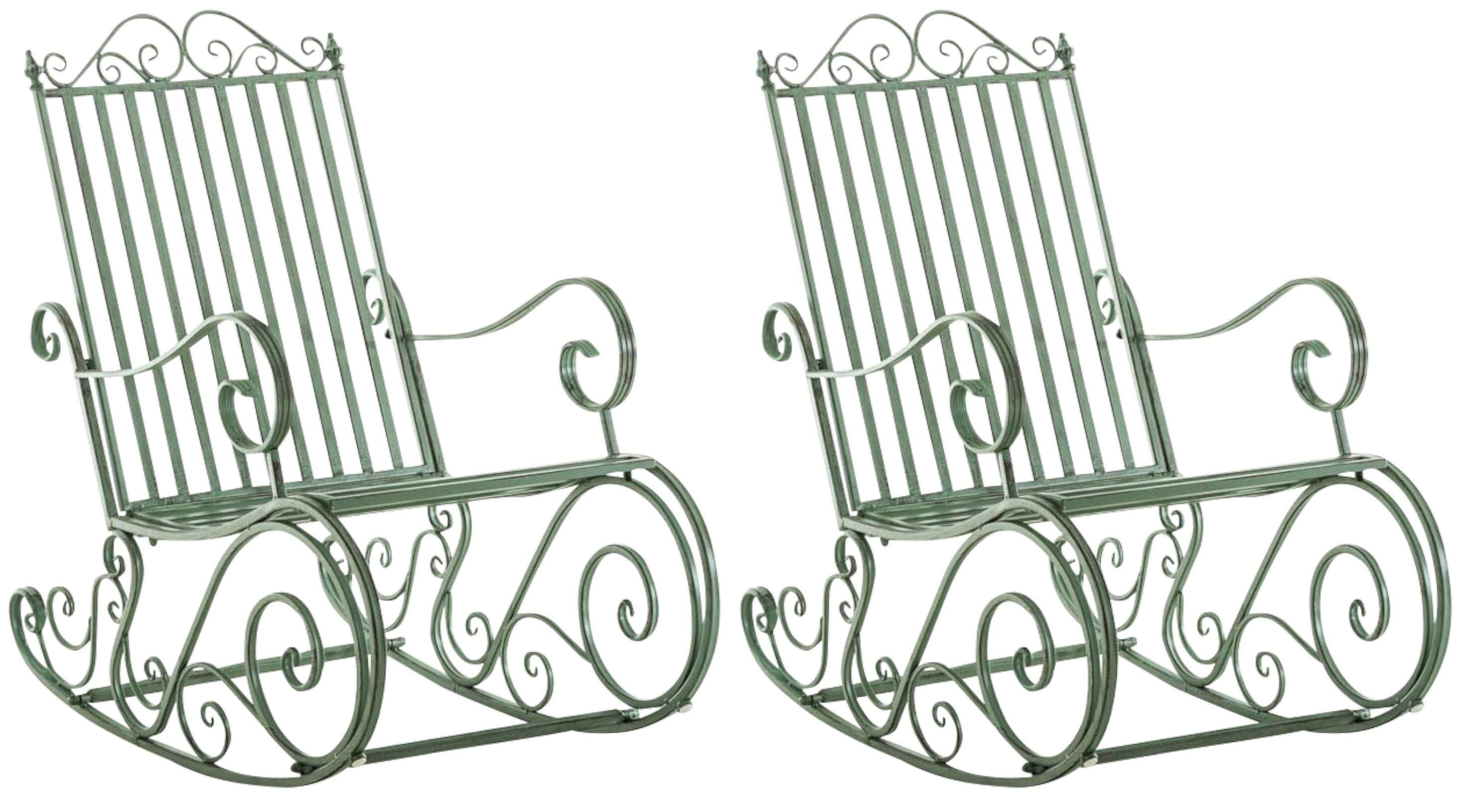 CLP 2er Set Eisen-Schaukelst&uuml;hle Smilla im Landhausstil I Schwingst&uuml;hle mit hoher R&uuml;ckenlehne mit Armlehnen 