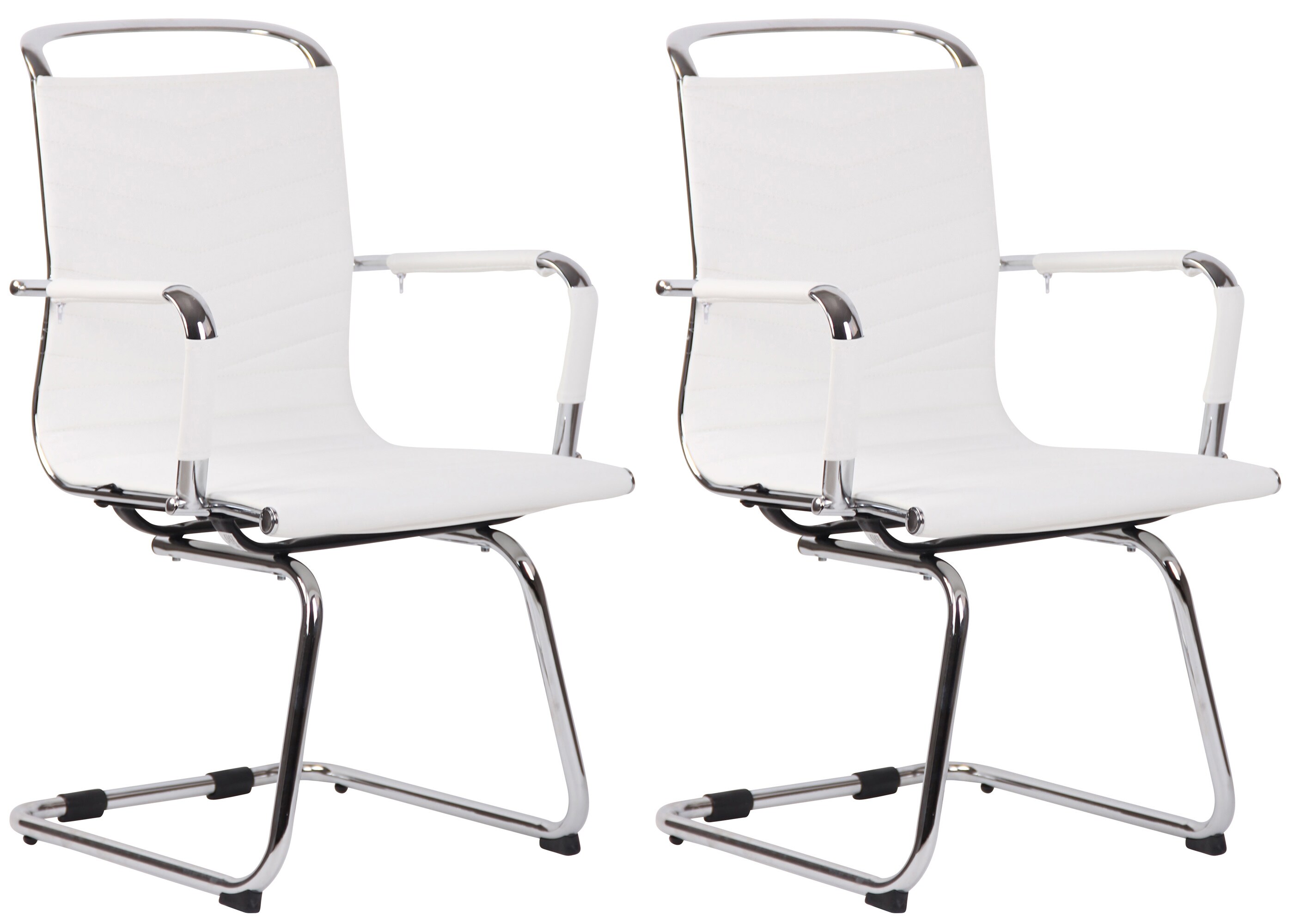 CLP 2er Set St&uuml;hle Burnley Mit Armlehne I Kunstleder- Oder Echtlederbezug I Freischwinger mit Bodenschonern 