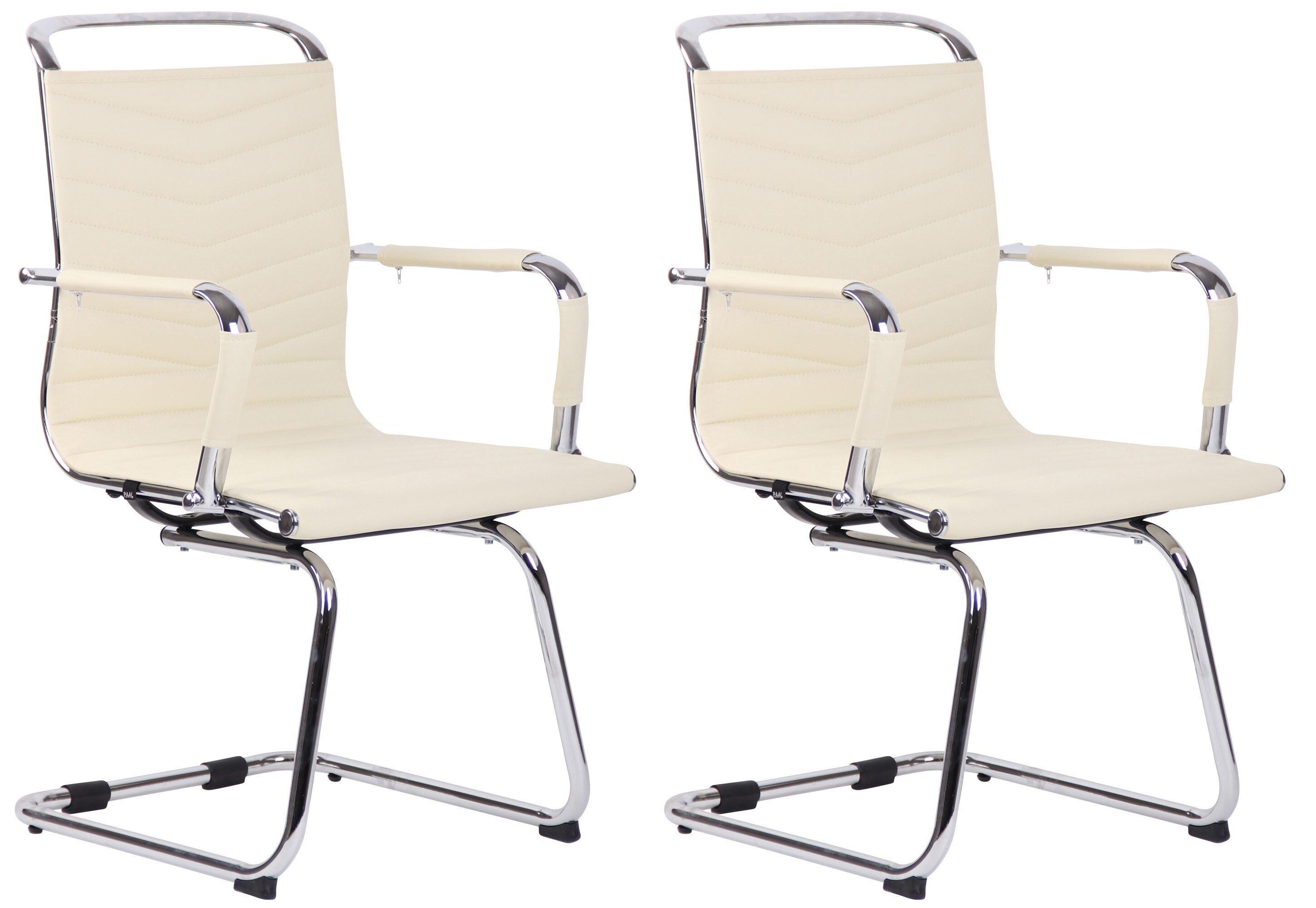 CLP 2er Set St&uuml;hle Burnley Mit Armlehne I Kunstleder- Oder Echtlederbezug I Freischwinger mit Bodenschonern 