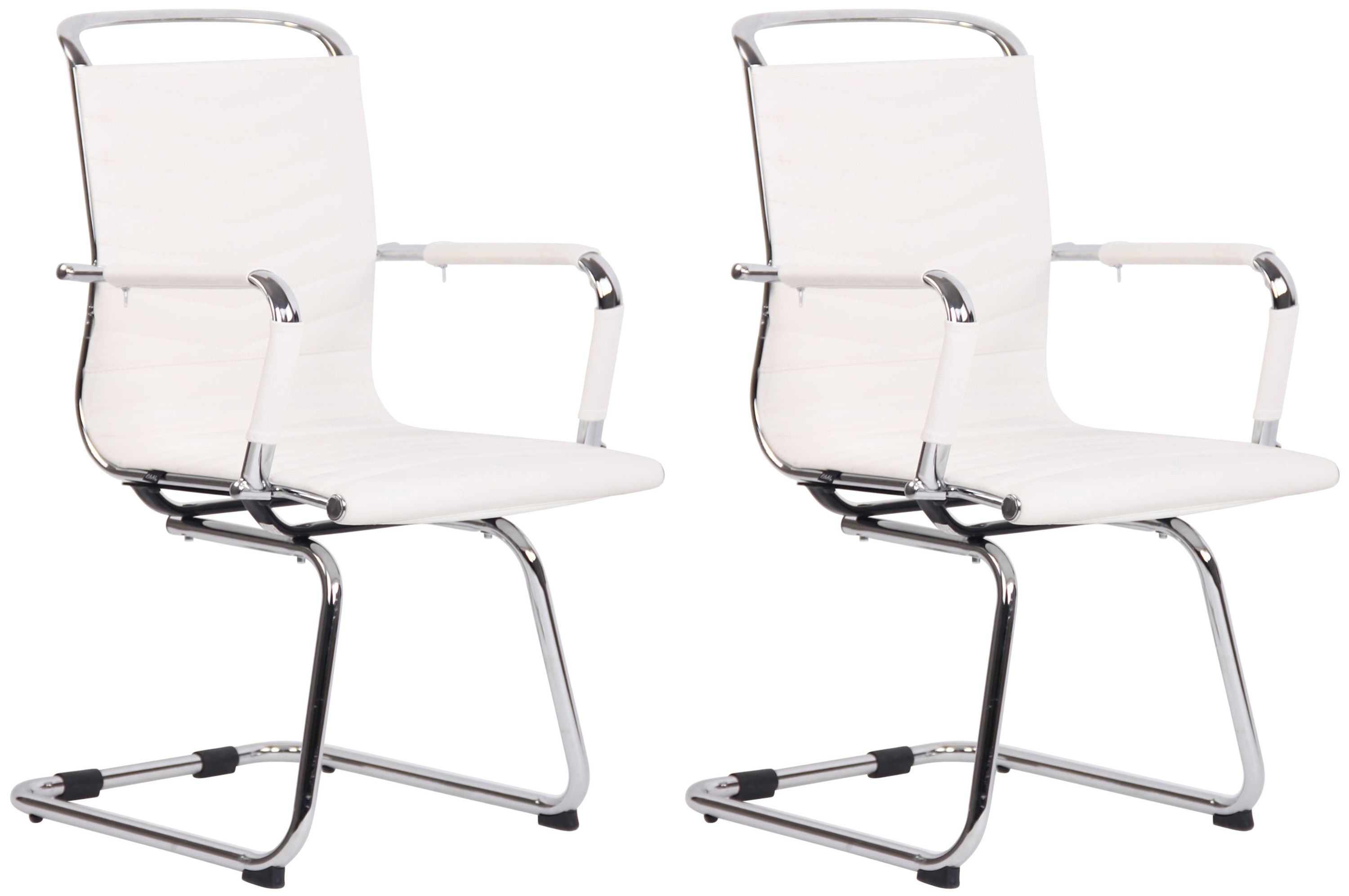 CLP 2er Set St&uuml;hle Burnley Mit Armlehne I Kunstleder- Oder Echtlederbezug I Freischwinger mit Bodenschonern 