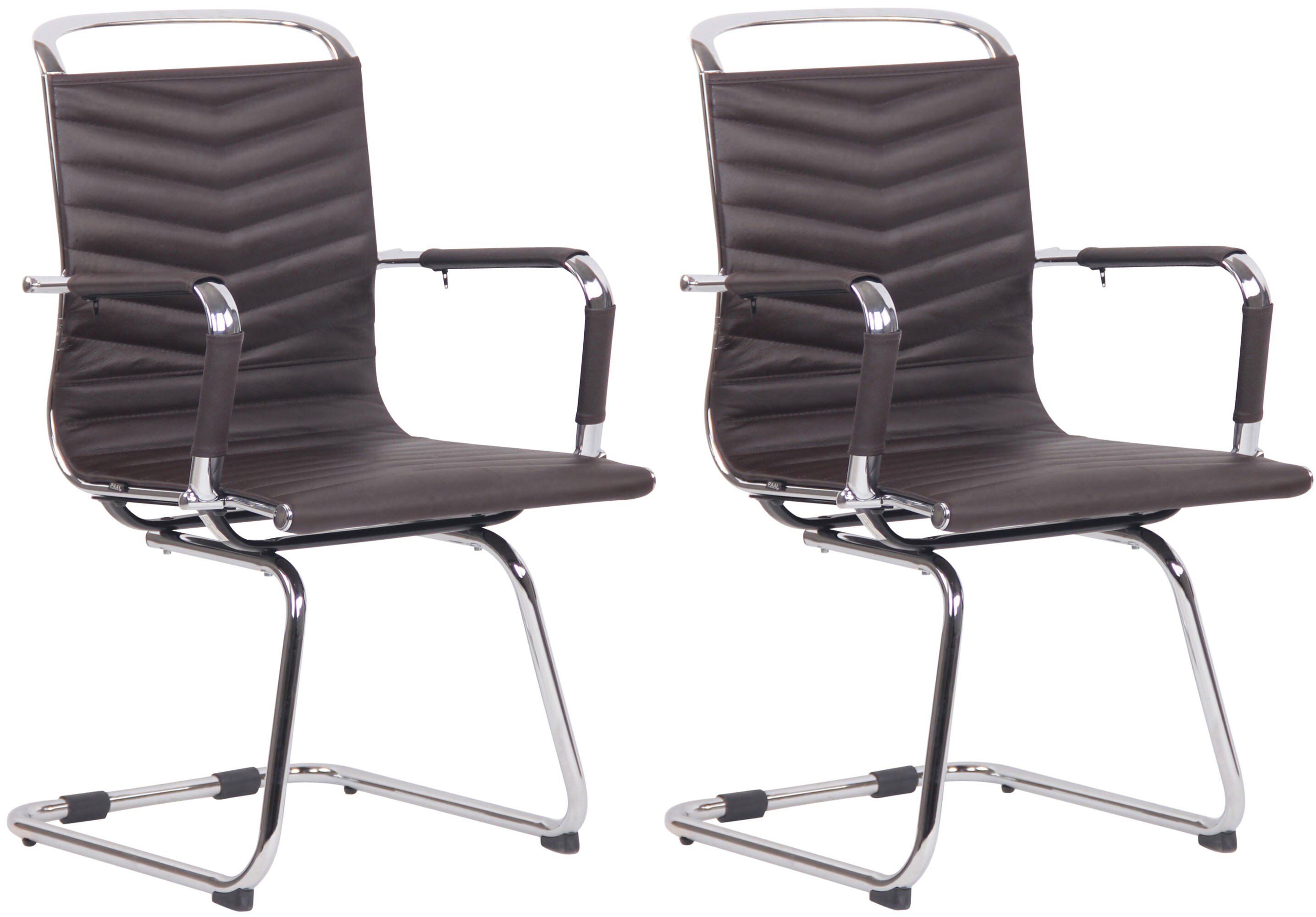 CLP 2er Set St&uuml;hle Burnley Mit Armlehne I Kunstleder- Oder Echtlederbezug I Freischwinger mit Bodenschonern 