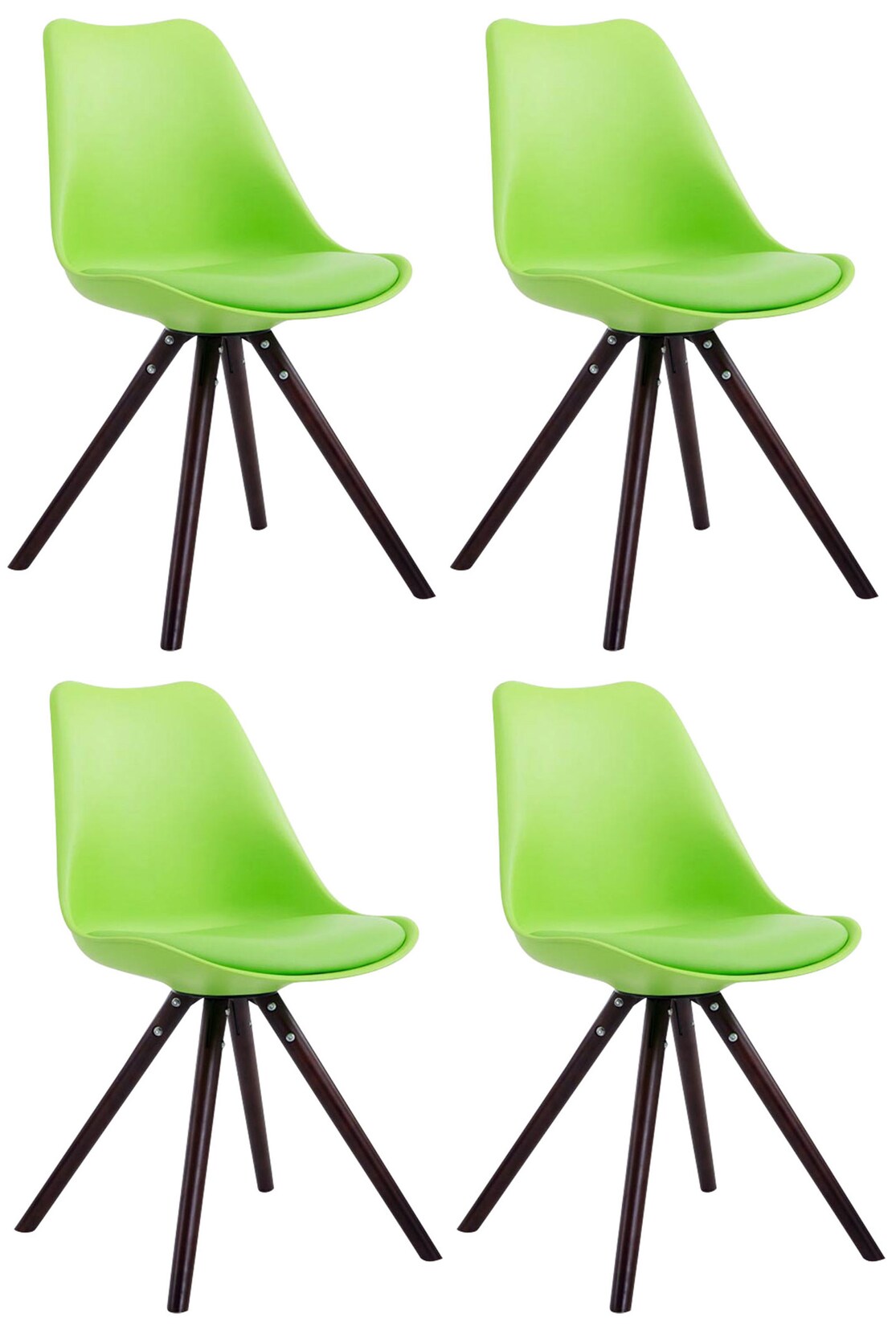 CLP 4er Set Stühle Toulouse Kunstleder Rund cappuccino Farbe: grün, Gestell Farbe: cappuccino