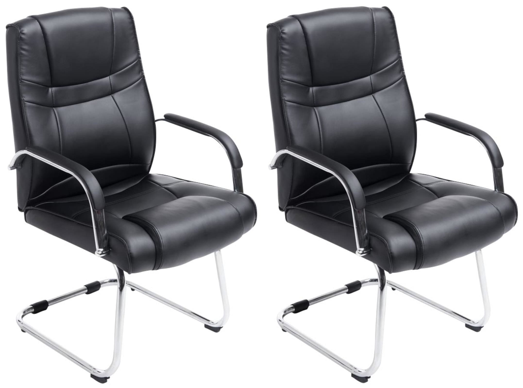 CLP 2er Set XXL-Freischwinger Attila I gepolsterter Besucherstuhl mit Kunstleder-Bezug I Bis 180 kg belastbar 