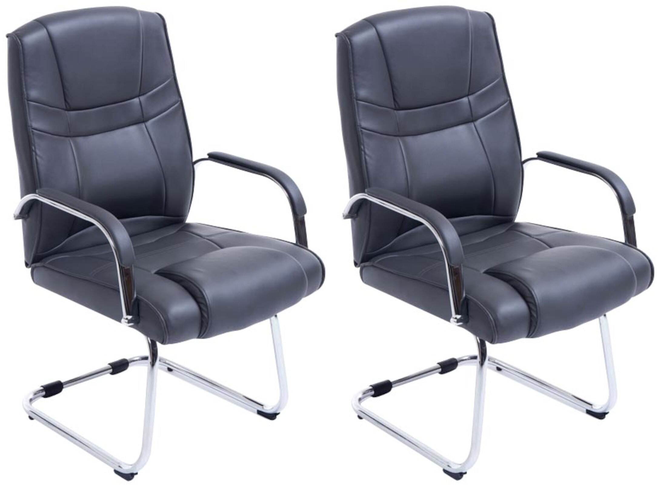 CLP 2er Set XXL-Freischwinger Attila I gepolsterter Besucherstuhl mit Kunstleder-Bezug I Bis 180 kg belastbar 