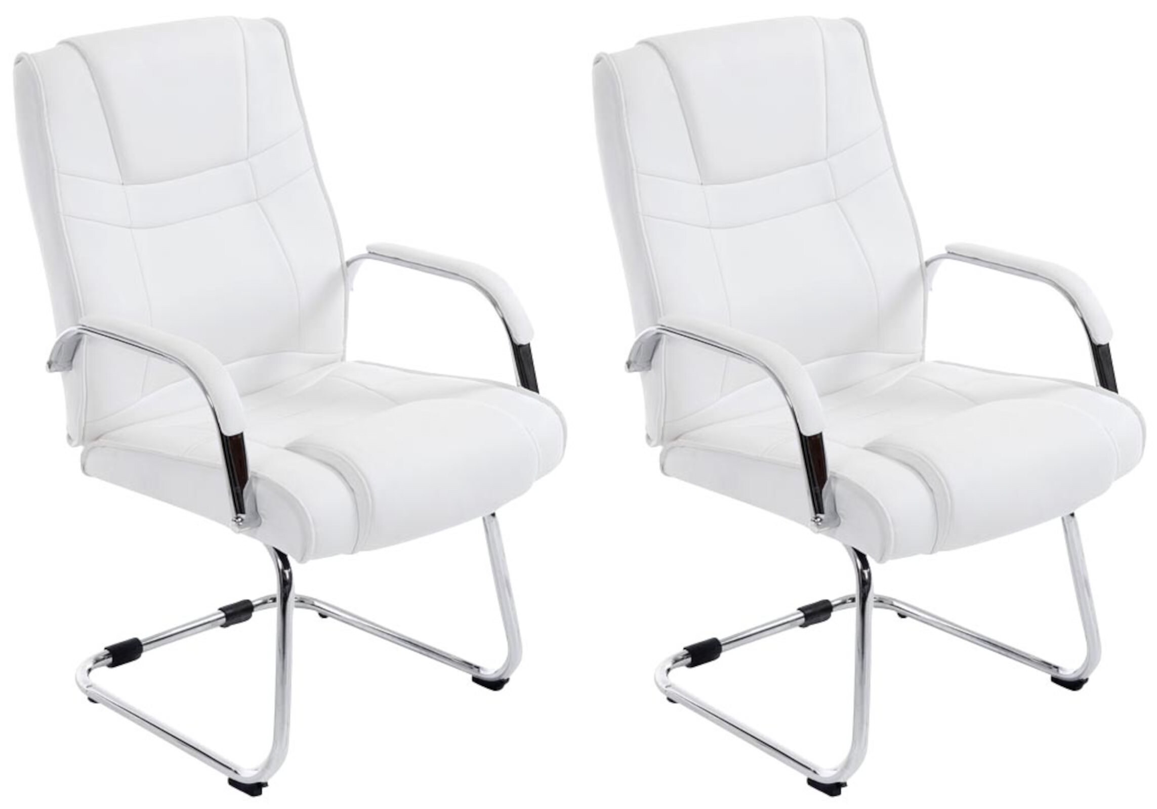 CLP 2er Set XXL-Freischwinger Attila I gepolsterter Besucherstuhl mit Kunstleder-Bezug I Bis 180 kg belastbar 