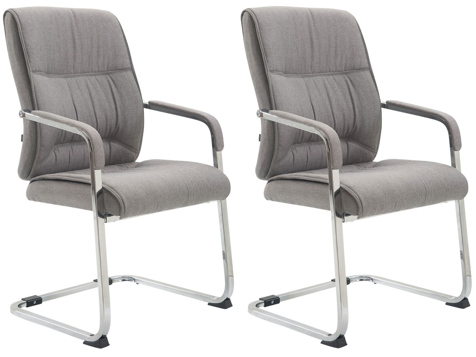 CLP 2er Set XXL-Freischwinger Anubis Mit Gepolsterter Sitzfl&auml;che I Konferenzst&uuml;hle Mit Metallgestell Und Stoffbezug 