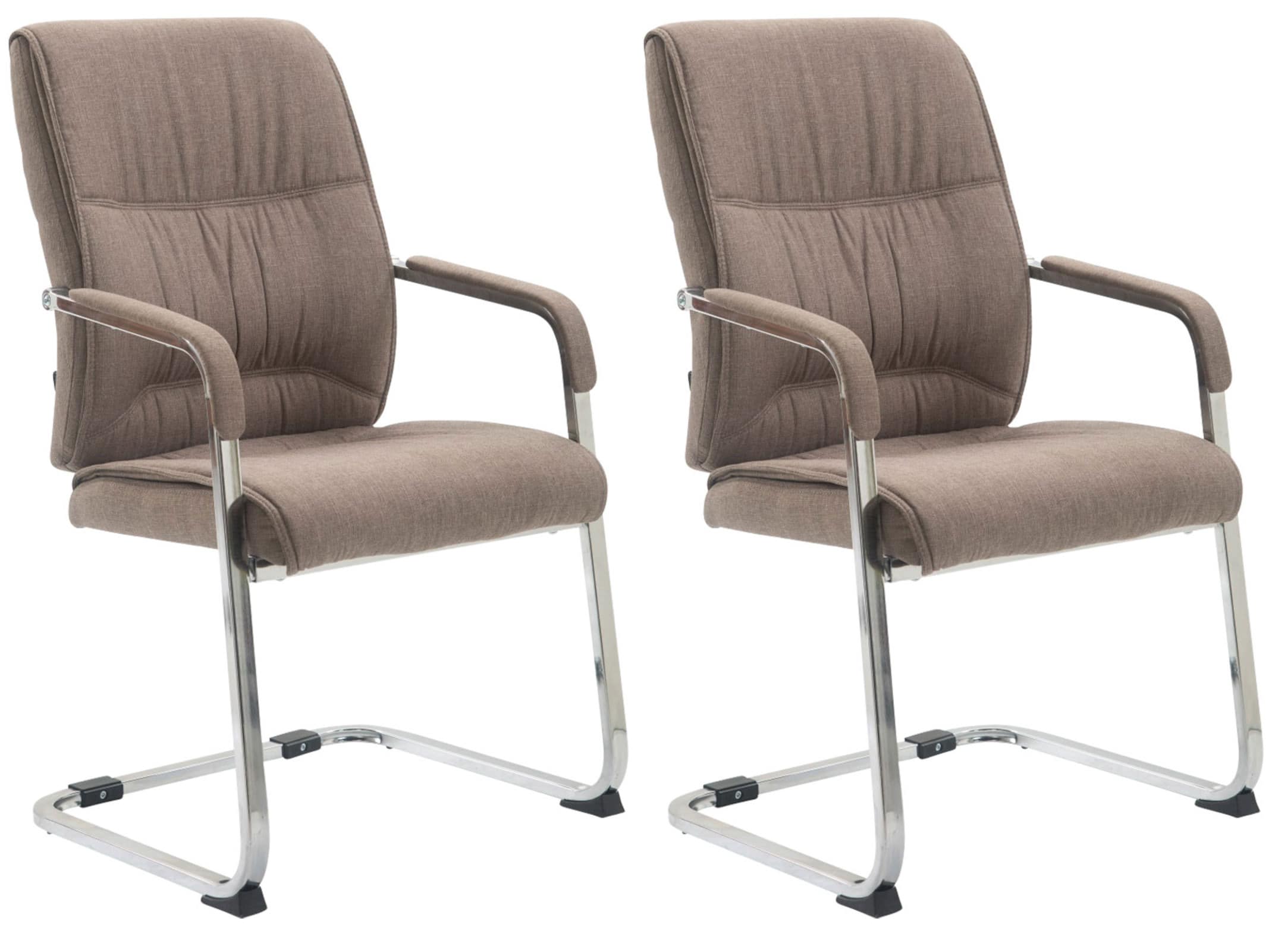 CLP 2er Set XXL-Freischwinger Anubis Mit Gepolsterter Sitzfl&auml;che I Konferenzst&uuml;hle Mit Metallgestell Und Stoffbezug 
