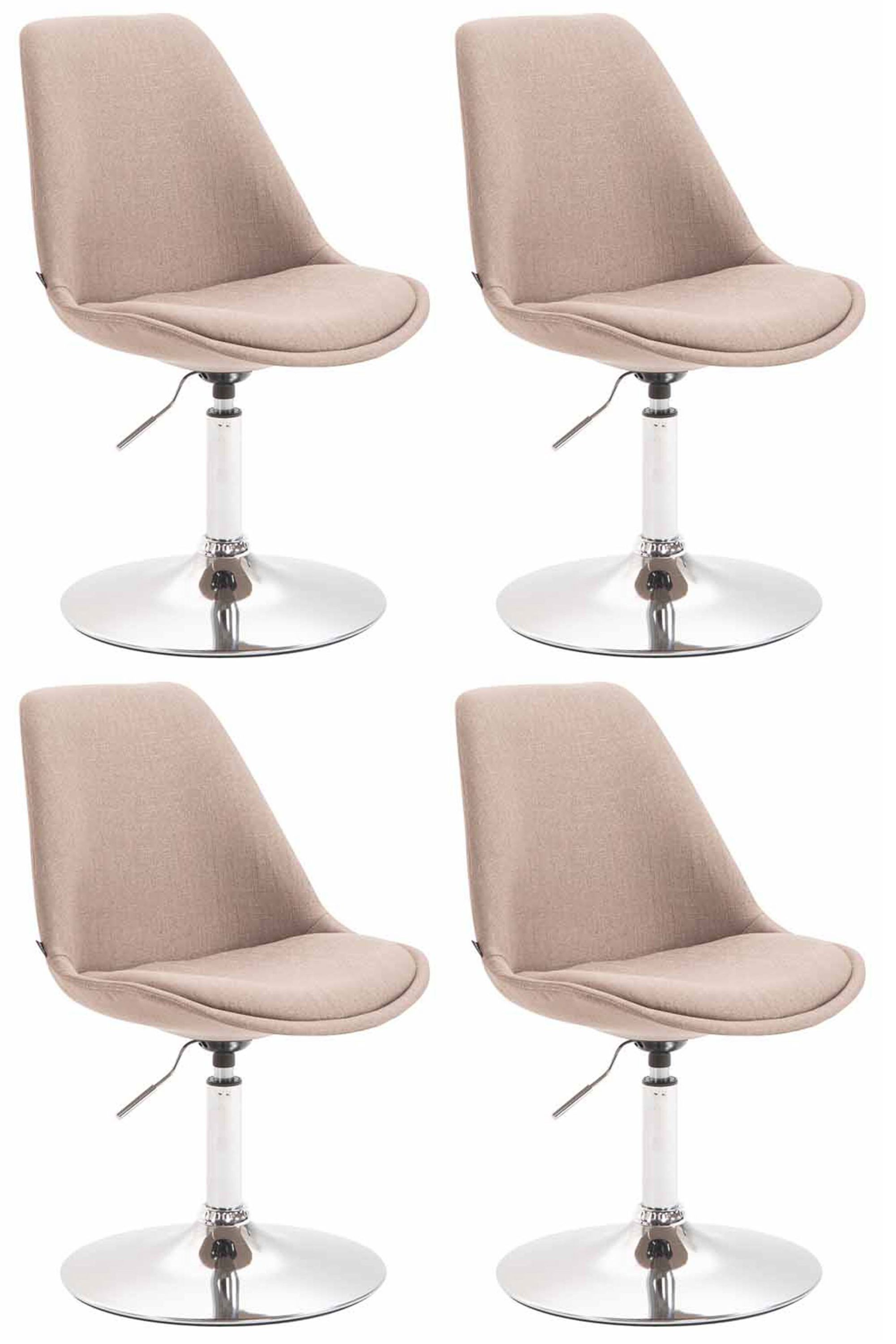 CLP 4er Set Esszimmerst&uuml;hle Maverick Stoff I h&ouml;henverstellbare Lehnst&uuml;hle I Drehst&uuml;hle mit Trompetenfu&szlig; 