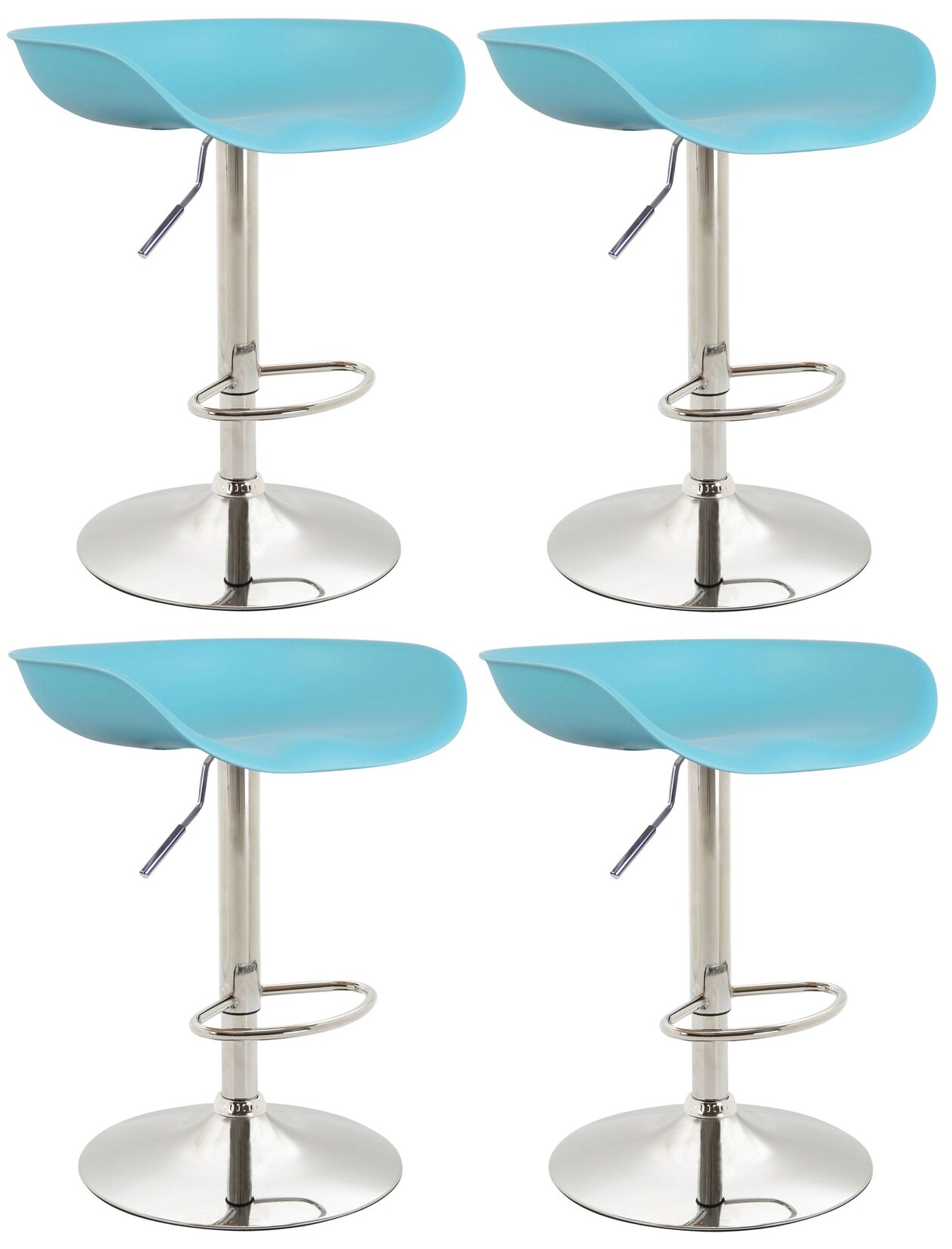 CLP 4er Set Barhocker Anaheim Kunststoff chrom Farbe: blau, Gestell Farbe: chrom