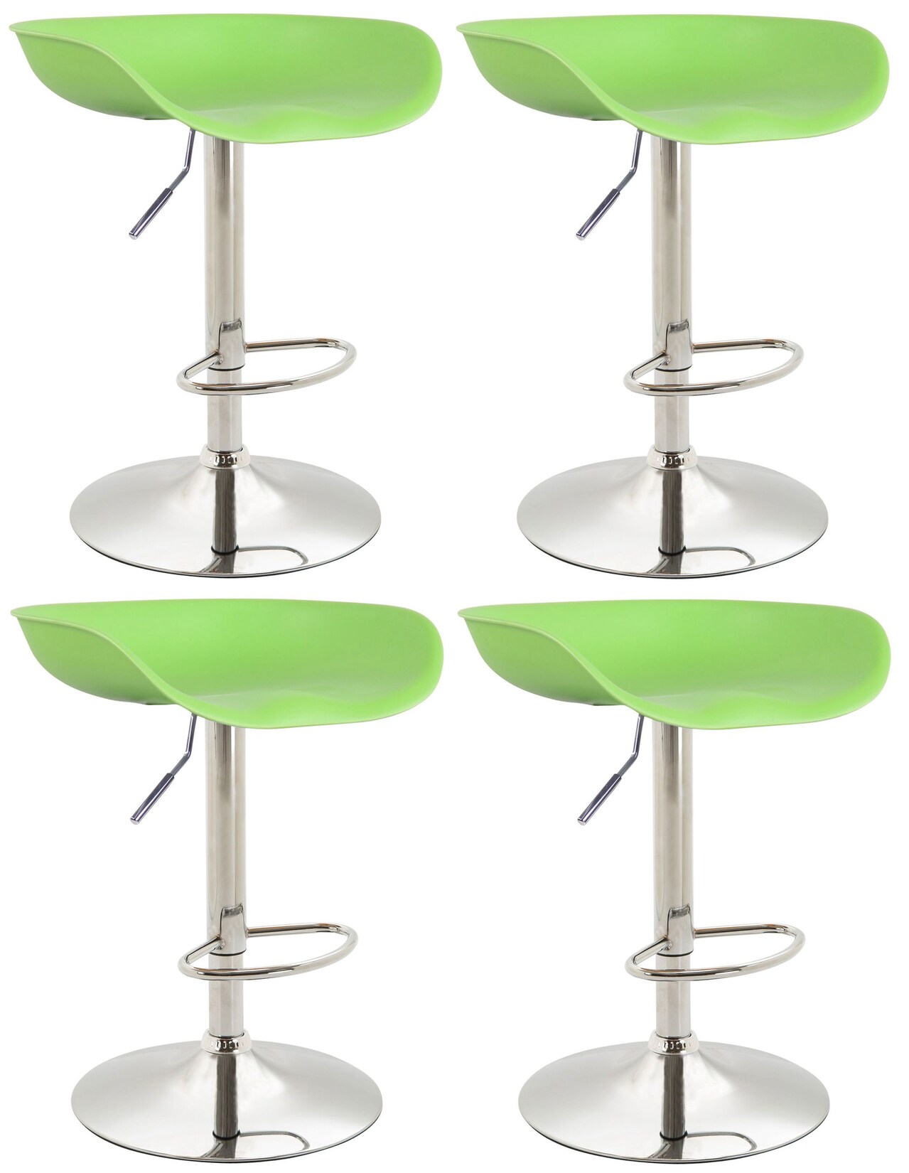 CLP 4er Set Barhocker Anaheim Kunststoff chrom Farbe: grün, Gestell Farbe: chrom