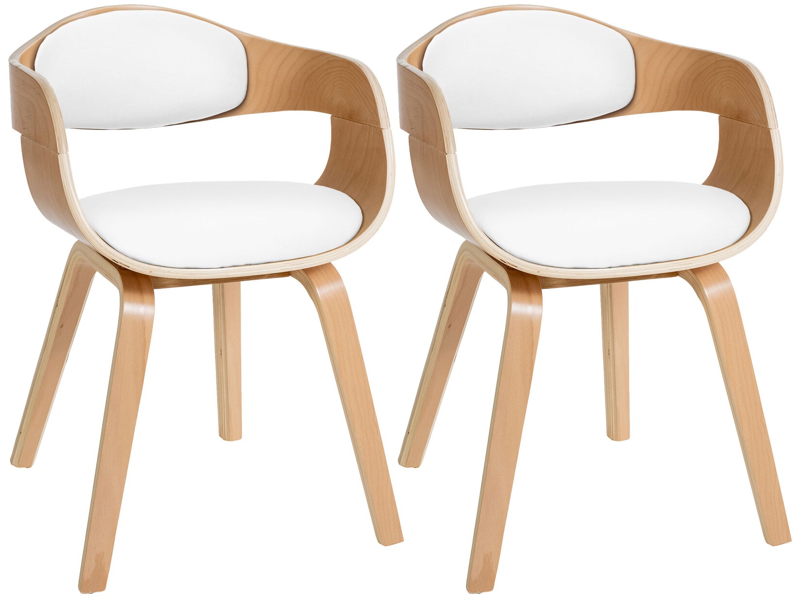 CLP 2er Set Stühle Kingston Kunstleder Farbe: natur/weiß