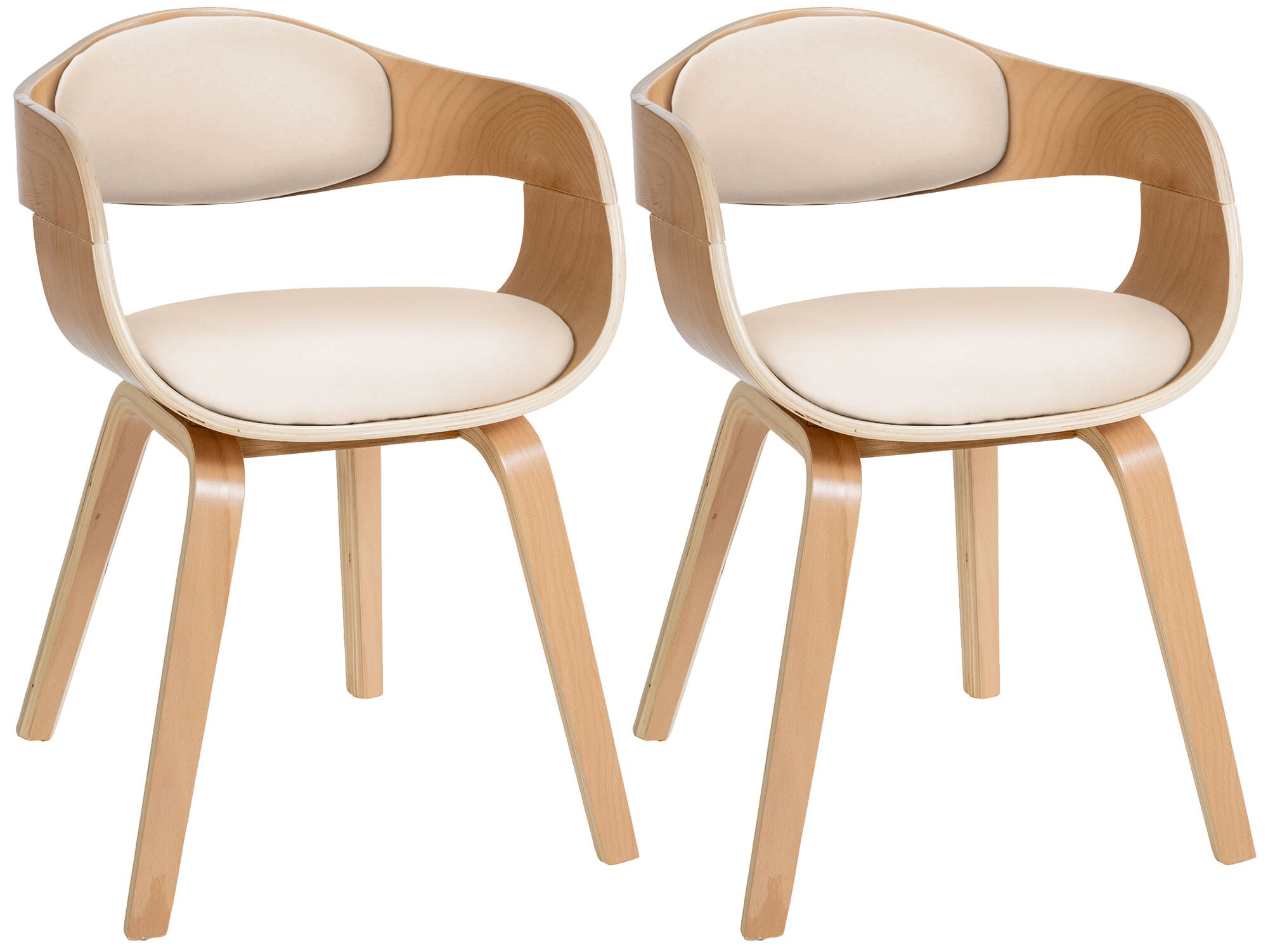 CLP 2er-Set Esszimmerst&uuml;hle Kingston, ergonomisch mit gepolsterter R&uuml;ckenlehne, Kunstleder & Holz, bis 150 kg belastbar 