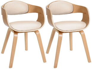 CLP 2er-Set Esszimmerstühle Kingston, ergonomisch mit gepolsterter Rückenlehne, Kunstleder & Holz, bis 150 kg belastbar 