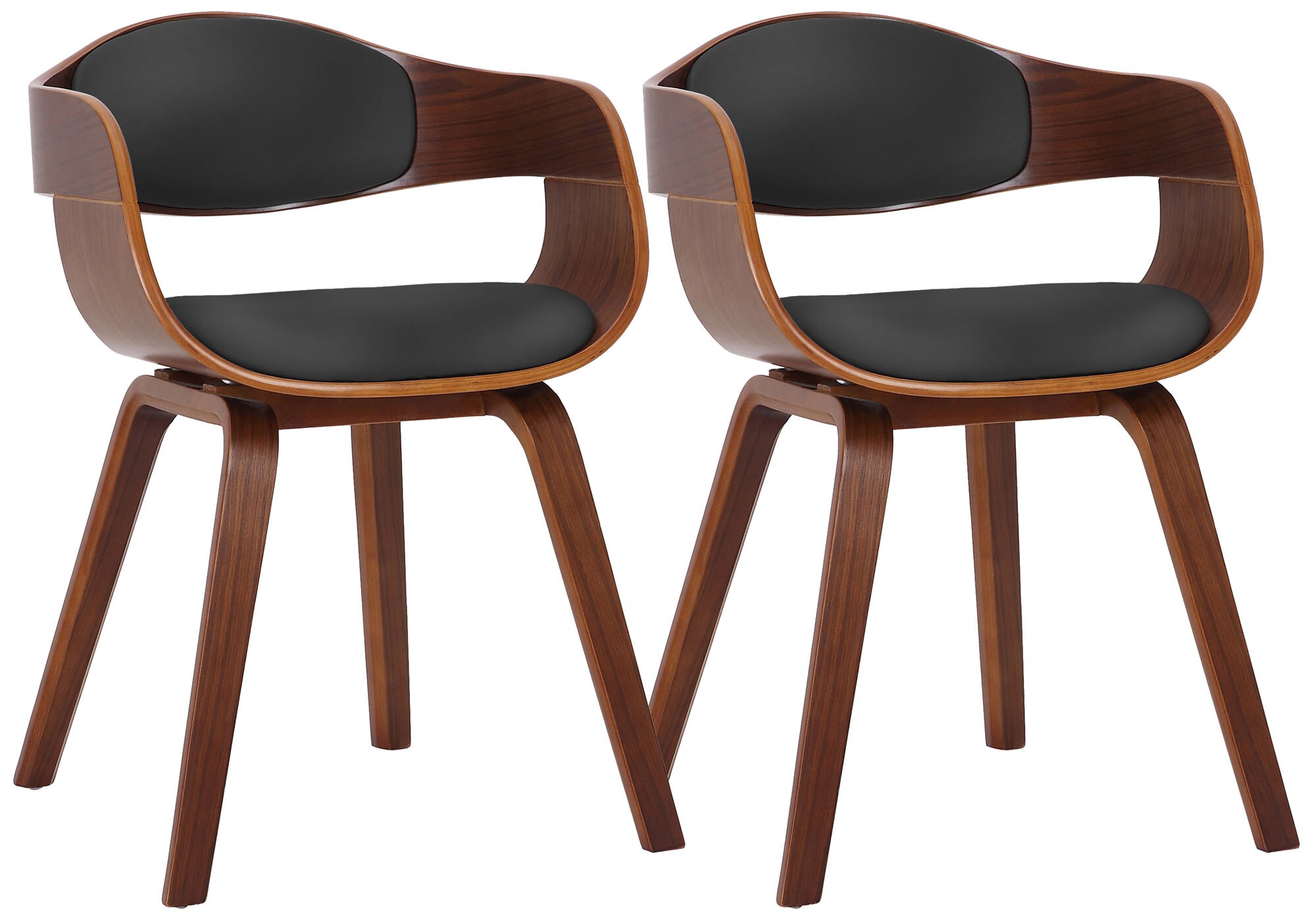 CLP 2er-Set Esszimmerst&uuml;hle Kingston, ergonomisch mit gepolsterter R&uuml;ckenlehne, Kunstleder & Holz, bis 150 kg belastbar 