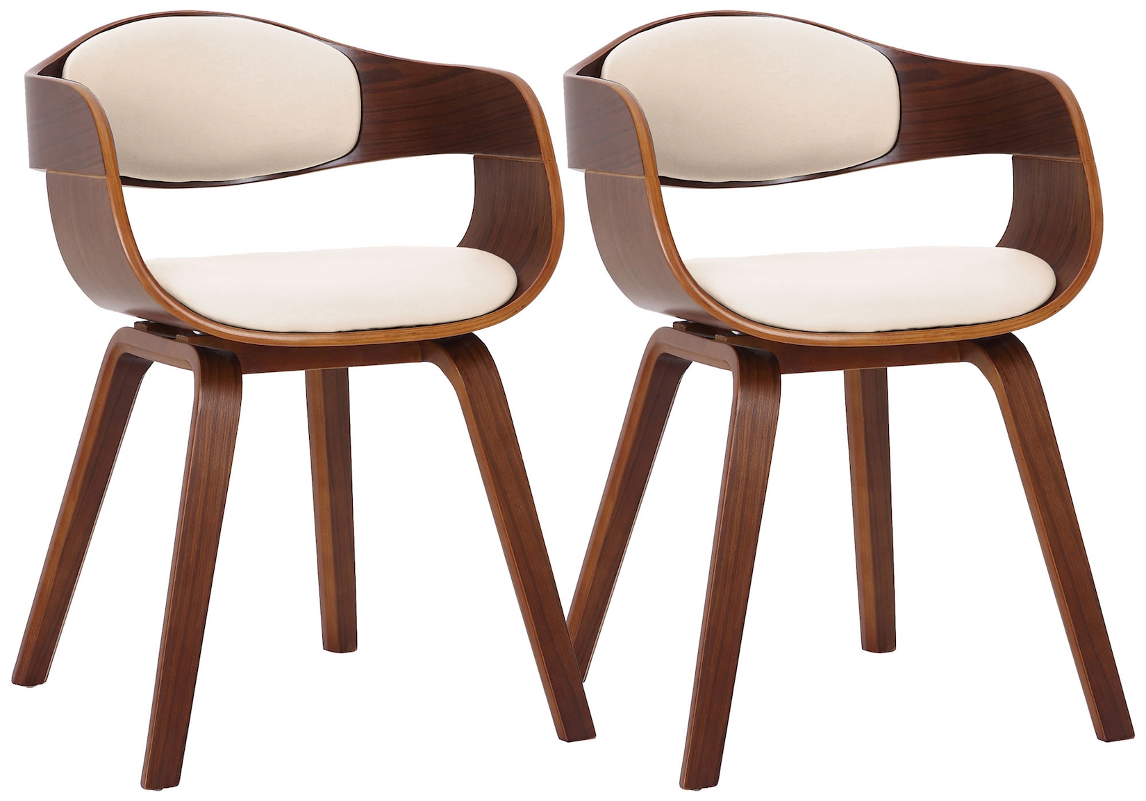 CLP 2er Set Stühle Kingston Kunstleder Farbe: walnuss/creme