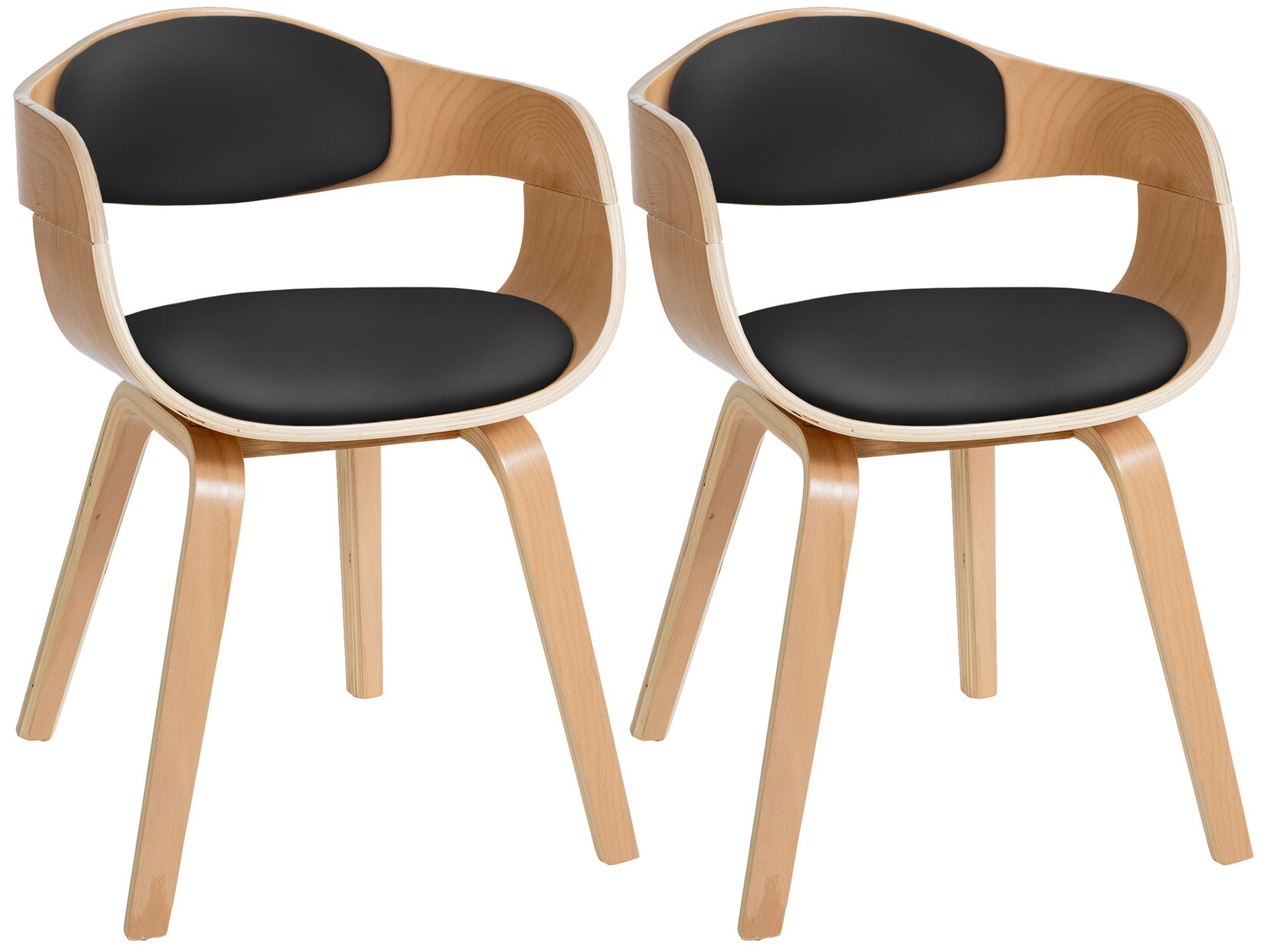 CLP 2er Set Stühle Kingston Kunstleder Farbe: natur/schwarz