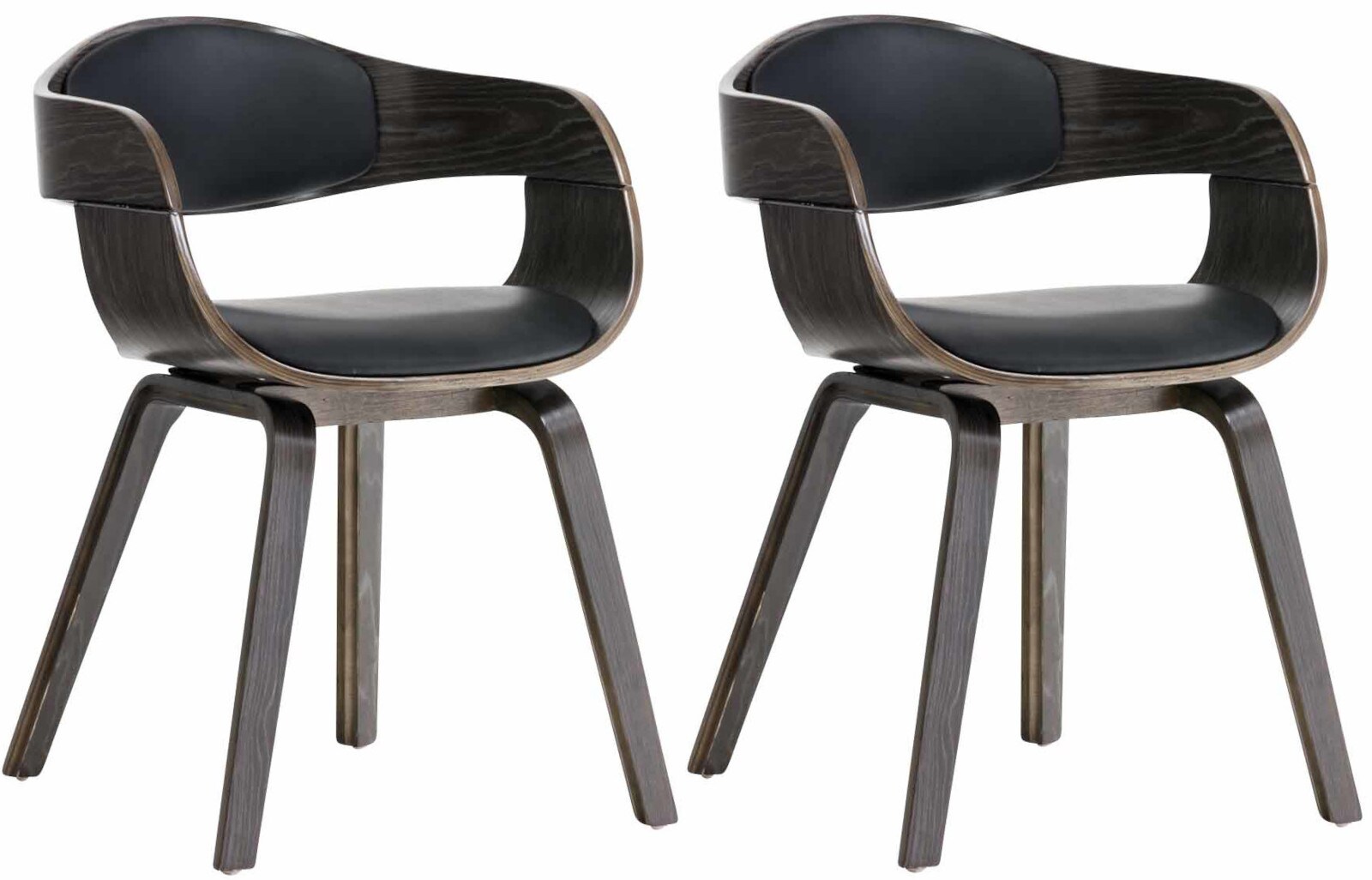 CLP 2er Set Stühle Kingston Kunstleder Farbe: schwarz/grau