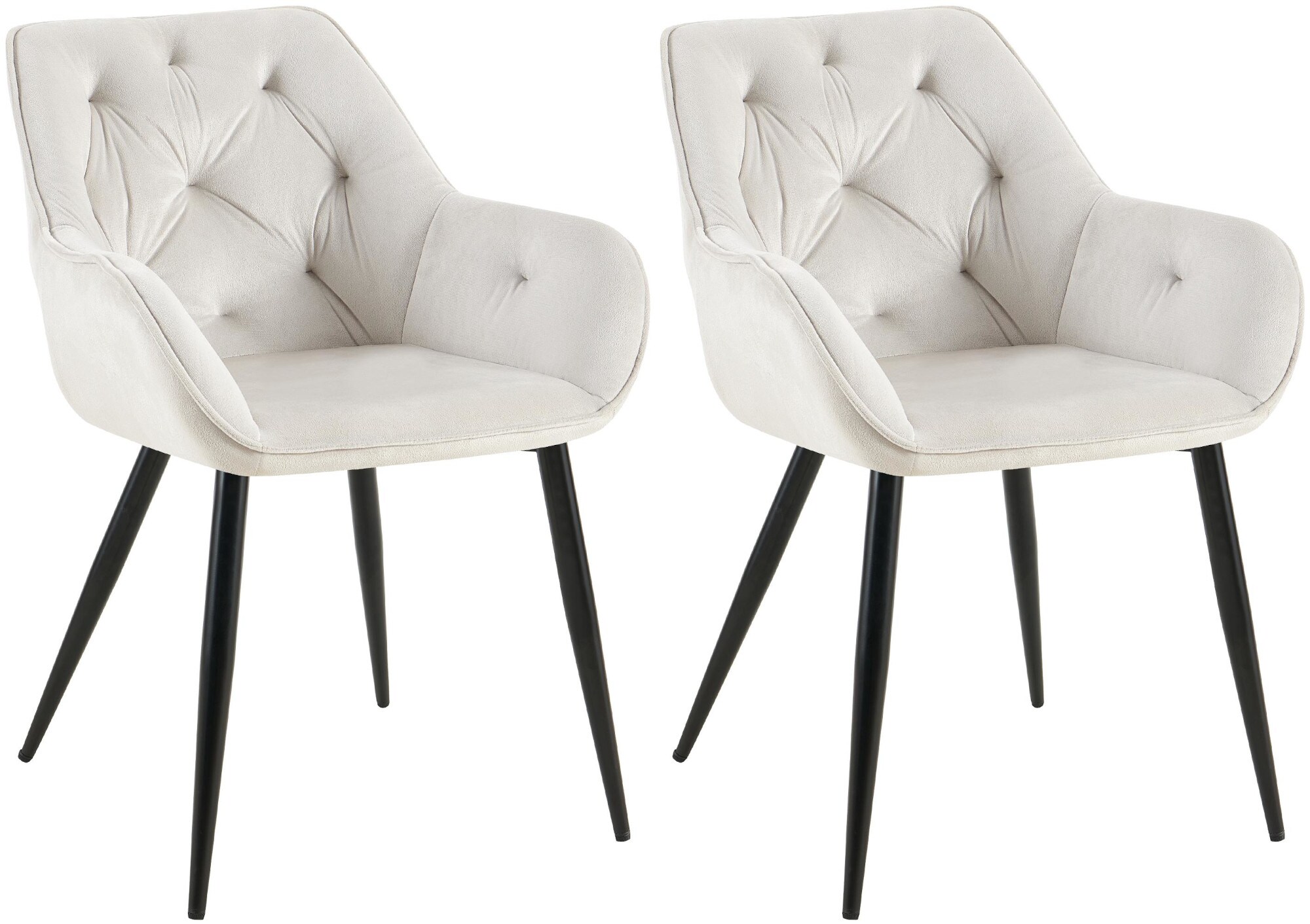 CLP 2er Set Esszimmerst&uuml;hle Cassis Samtbezug I Gesteppte Polsterst&uuml;hle mit R&uuml;ckenlehnen I Stabile K&uuml;chenst&uuml;hle mit Bodenschonern 