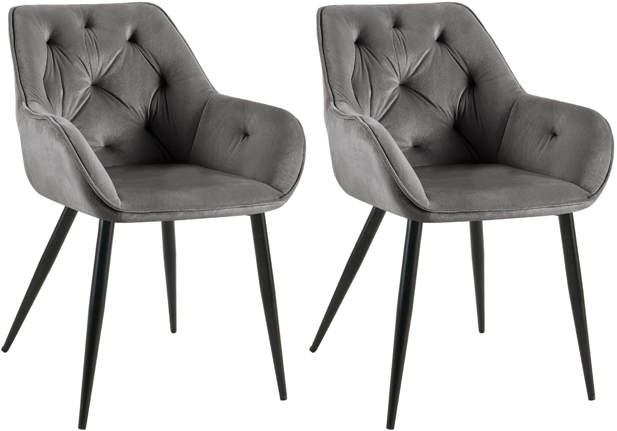 CLP 2er Set Esszimmerst&uuml;hle Cassis Samtbezug I Gesteppte Polsterst&uuml;hle mit R&uuml;ckenlehnen I Stabile K&uuml;chenst&uuml;hle mit Bodenschonern 