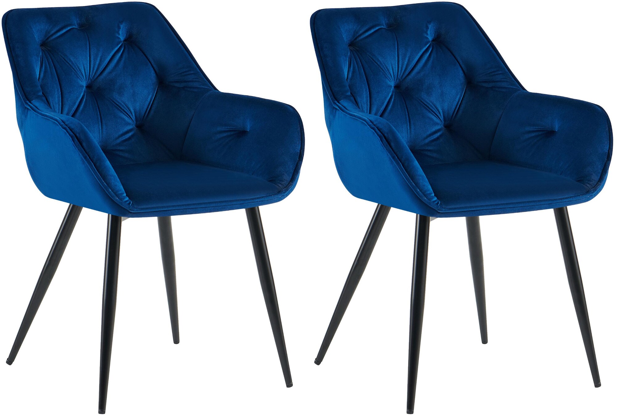 CLP 2er Set Esszimmerst&uuml;hle Cassis Samtbezug I Gesteppte Polsterst&uuml;hle mit R&uuml;ckenlehnen I Stabile K&uuml;chenst&uuml;hle mit Bodenschonern 