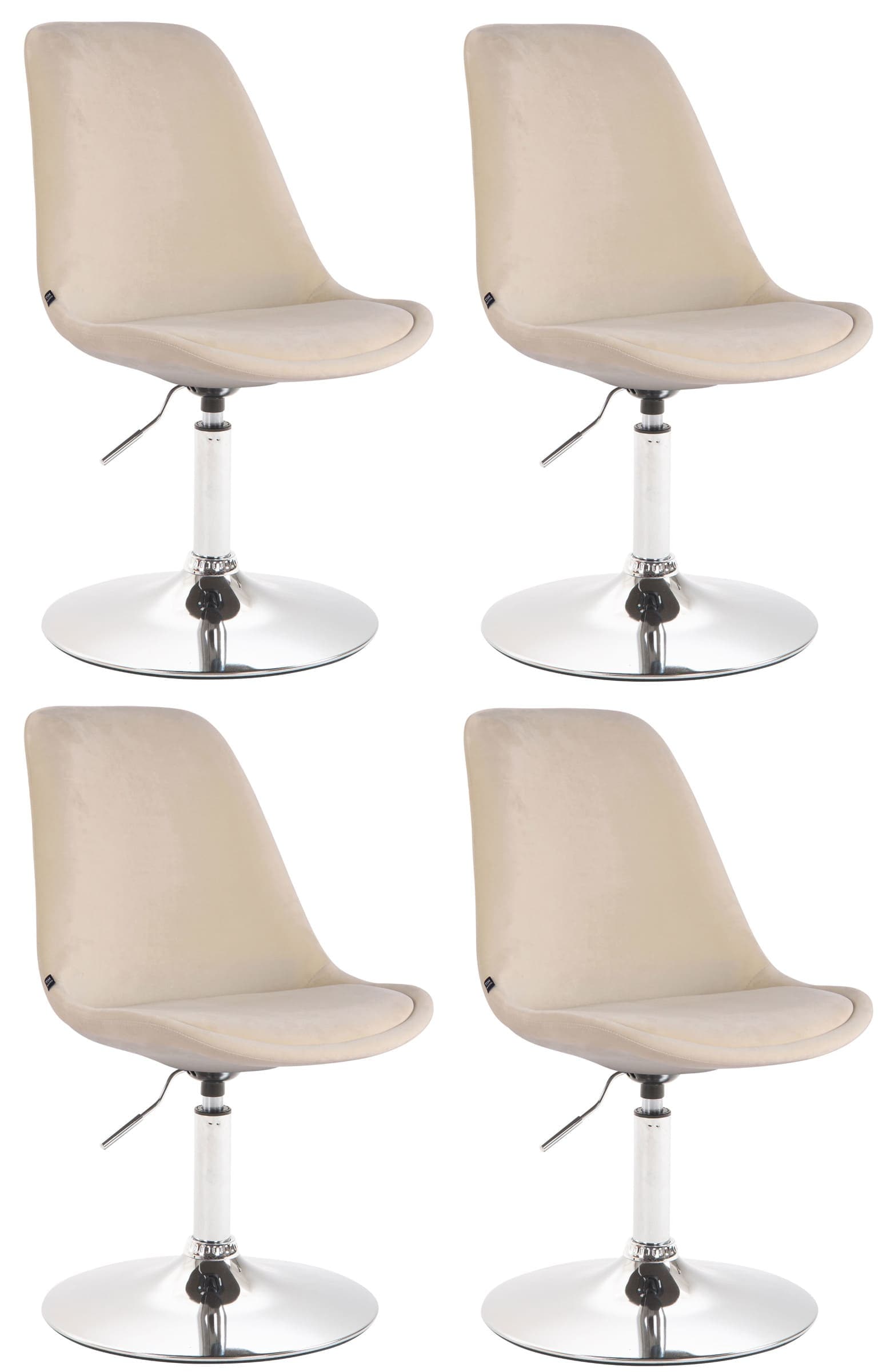 CLP 4er Set Esszimmerst&uuml;hle Maverick Samt chrom - Farbe: creme, Gestellfarbe: chrom 