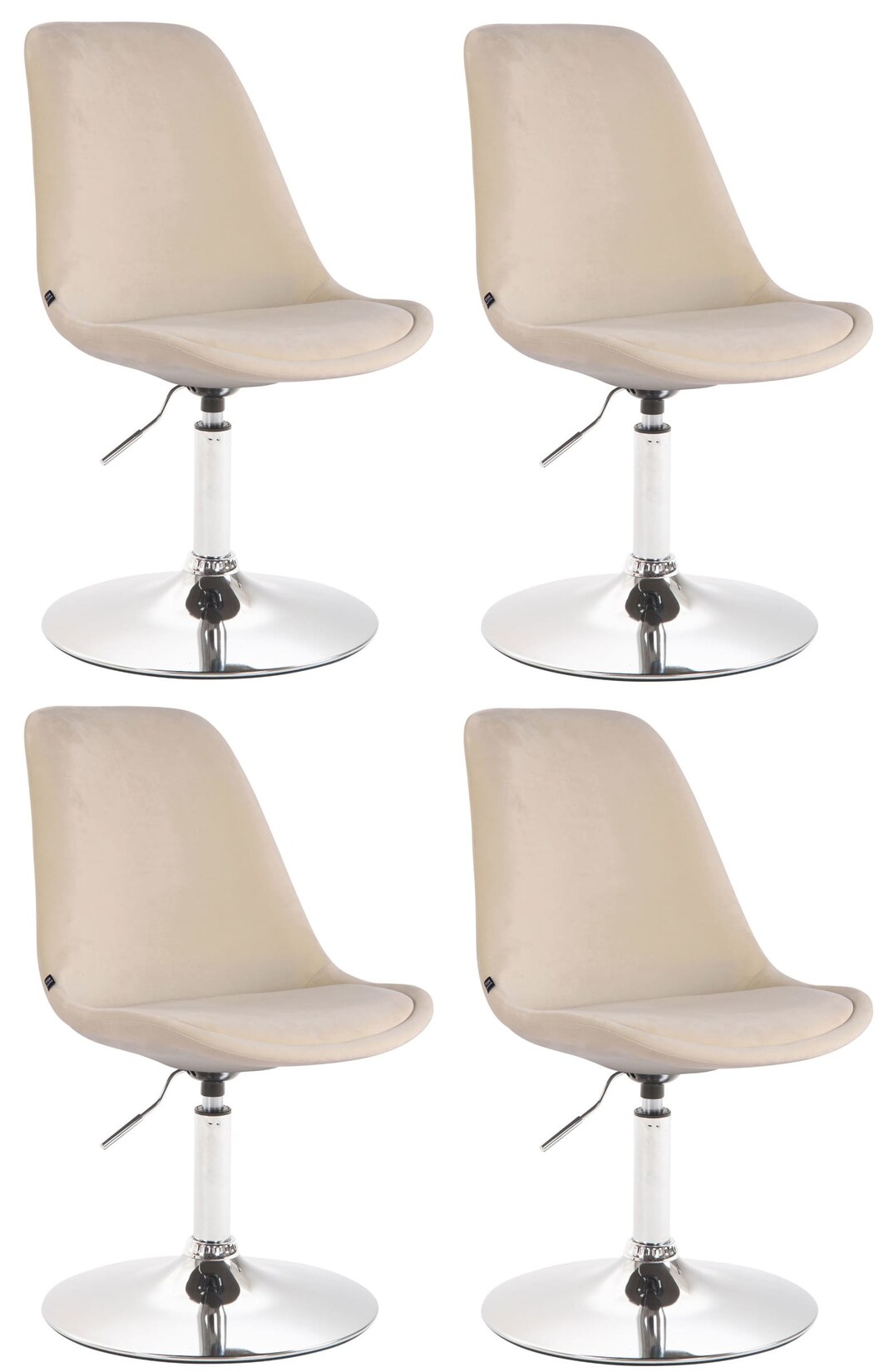 CLP 4er Set Esszimmerstühle Maverick Samt chrom Farbe: creme, Gestell Farbe: chrom