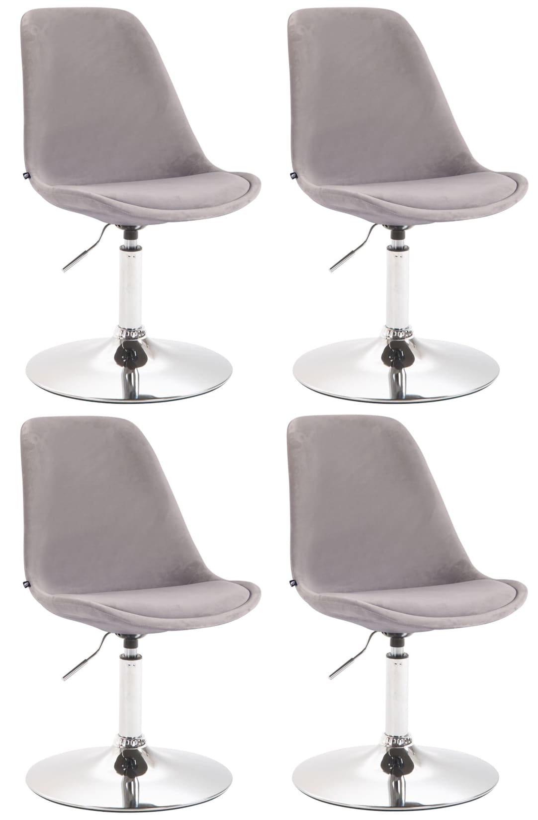 CLP 4er Set Esszimmerstühle Maverick Samt chrom Farbe: grau, Gestell Farbe: chrom
