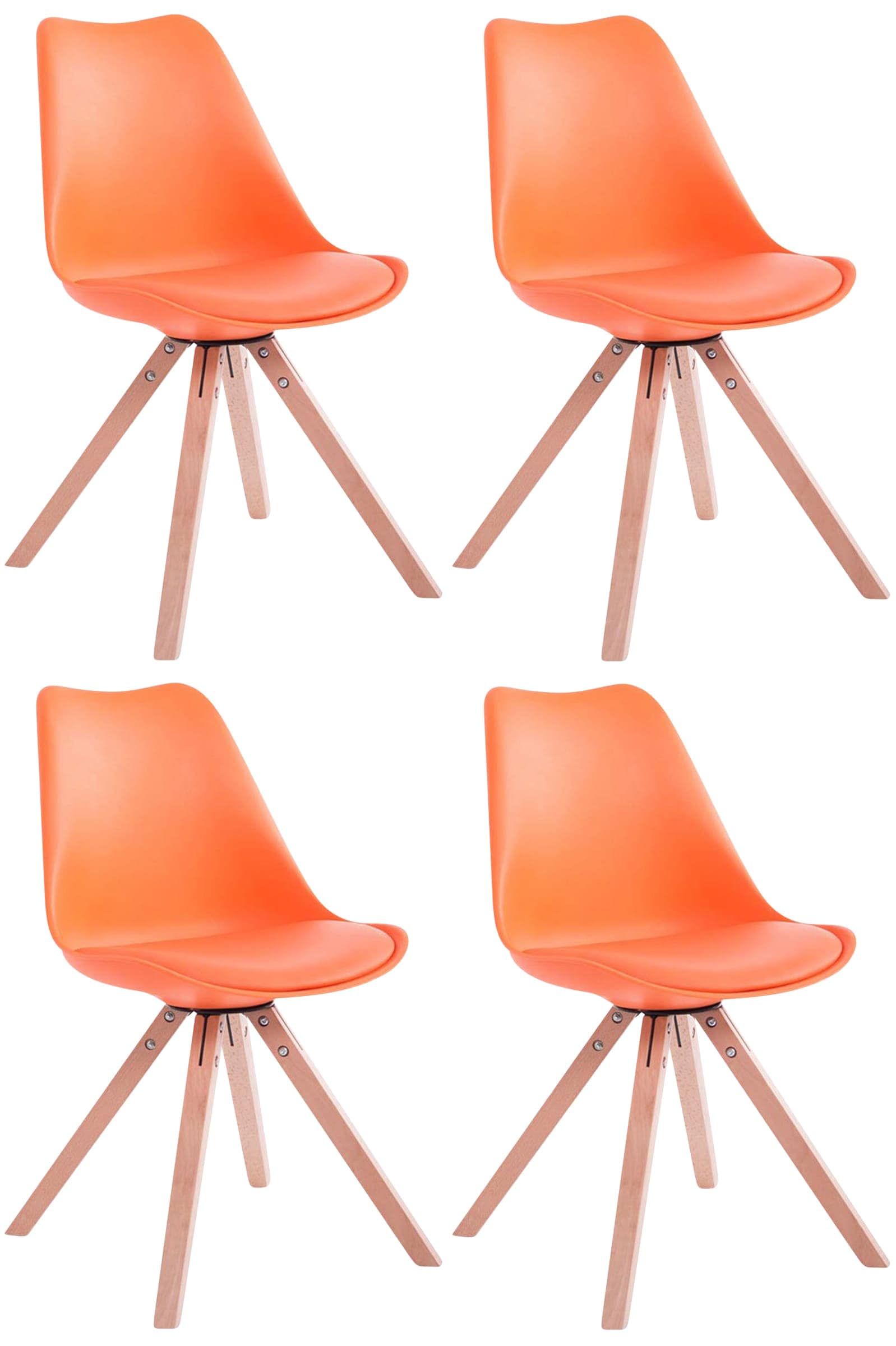 CLP 4er Set St&uuml;hle Toulouse Square Mit Kunstlederbezug I K&uuml;chenst&uuml;hle Mit Holzgestell 