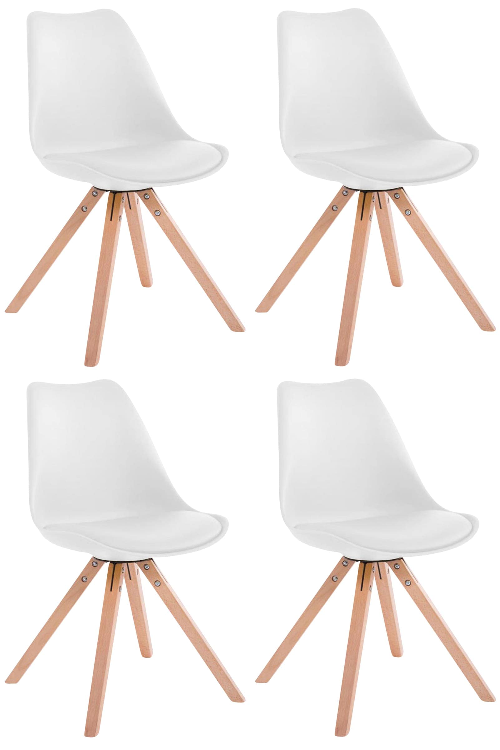 CLP 4er Set St&uuml;hle Toulouse Square Mit Kunstlederbezug I K&uuml;chenst&uuml;hle Mit Holzgestell 