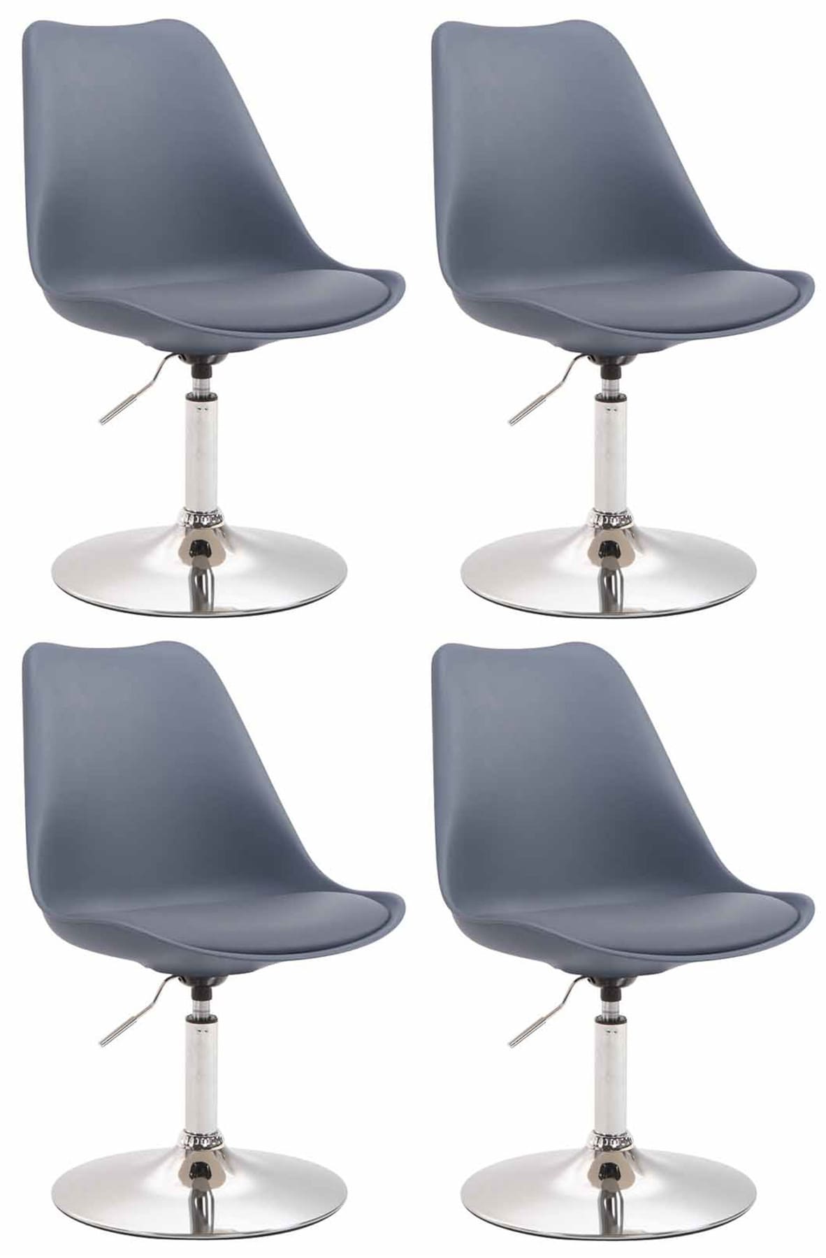CLP 4er Set Esszimmerst&uuml;hle Maverick C Kunststoff - Farbe: grau, Gestellfarbe: chrom 