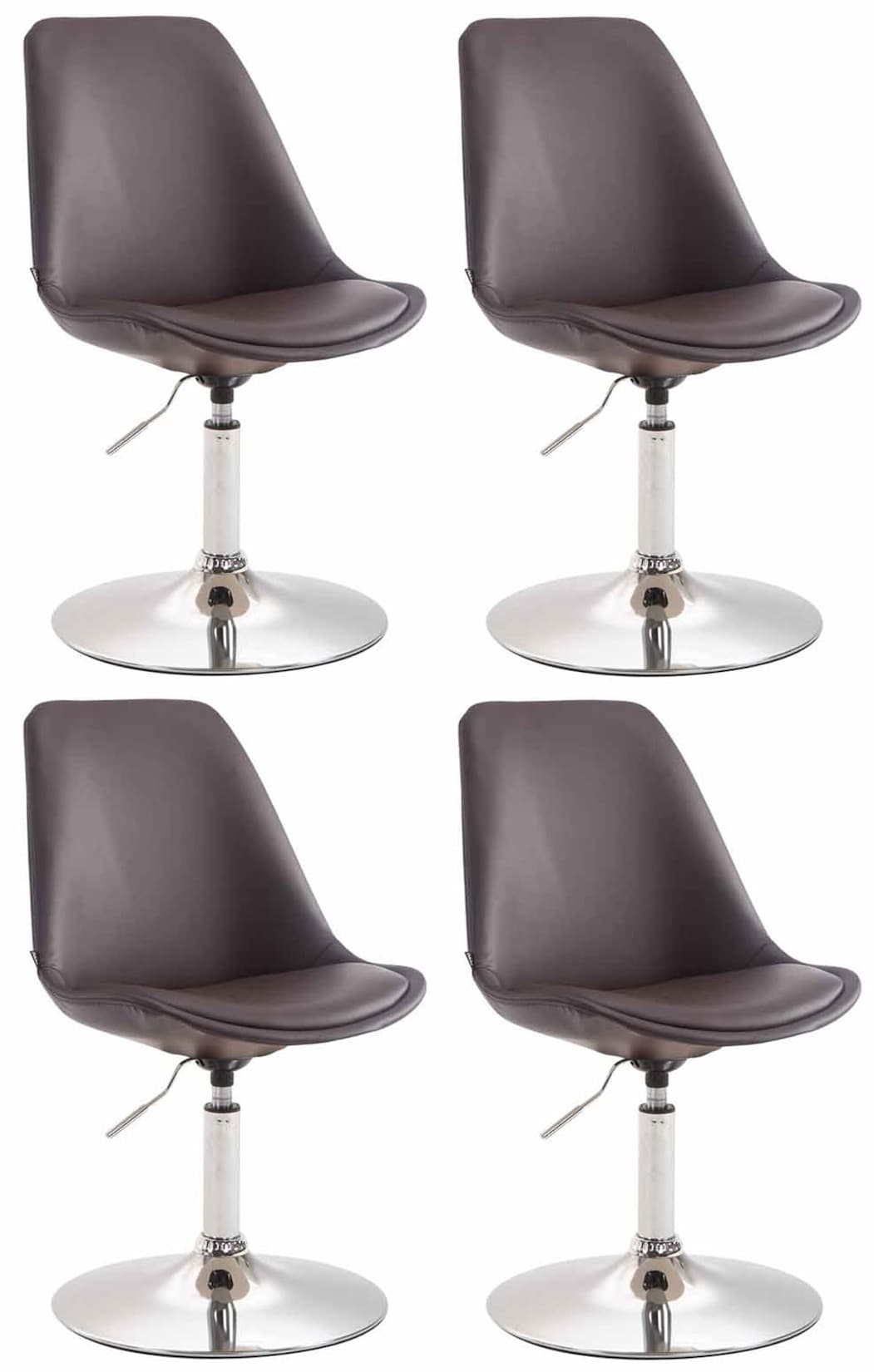 CLP 4er Set Esszimmerstühle Maverick C Kunstleder Farbe: braun, Gestell Farbe: chrom
