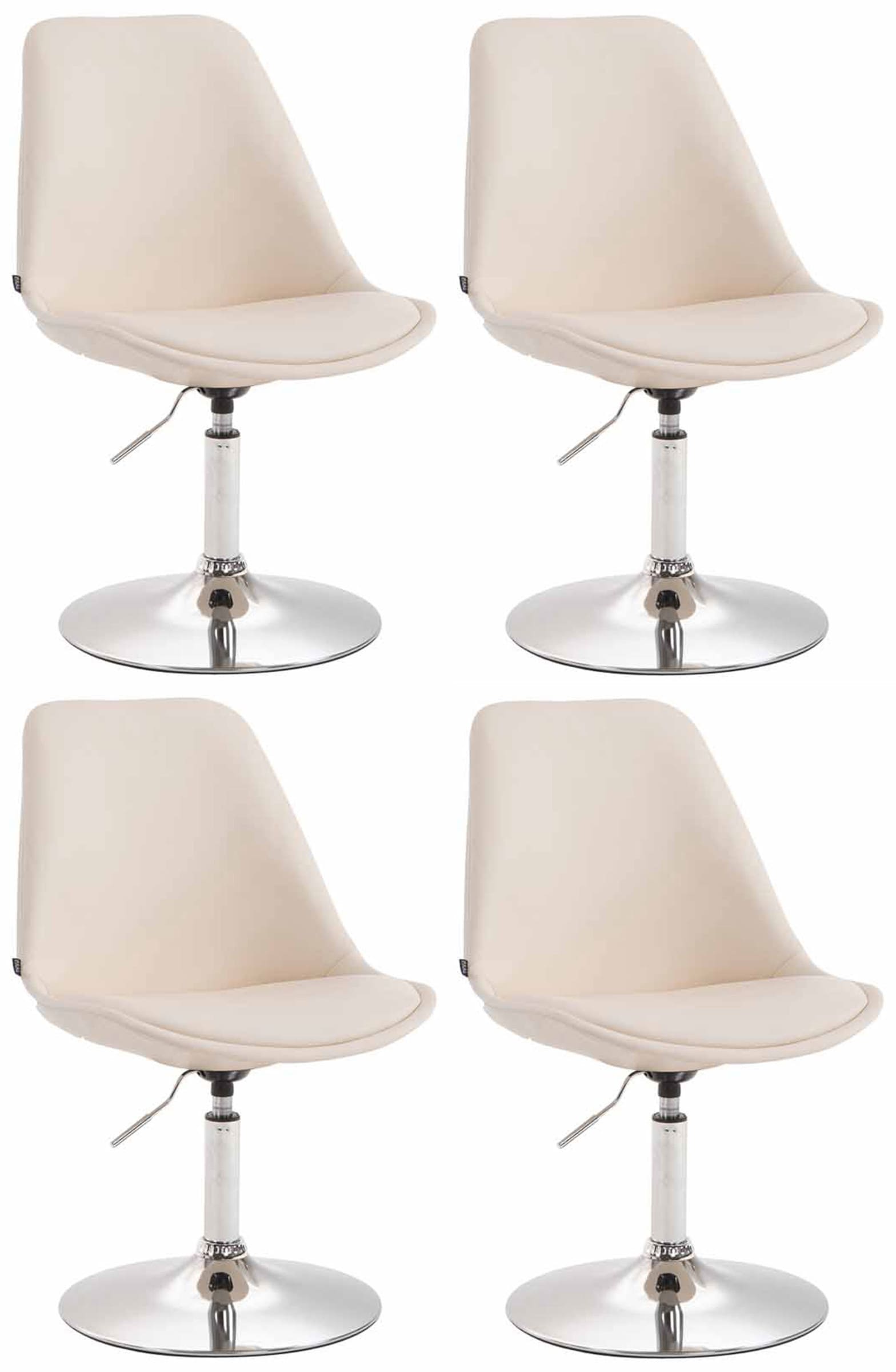 CLP 4er Set Esszimmerst&uuml;hle Maverick Kunstleder I h&ouml;henverstellbare Lehnst&uuml;hle I Drehst&uuml;hle Mit Trompetenfu&szlig; 