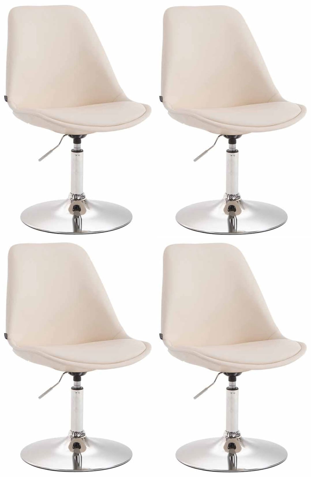 CLP 4er Set Esszimmerstühle Maverick C Kunstleder Farbe: creme, Gestell Farbe: chrom