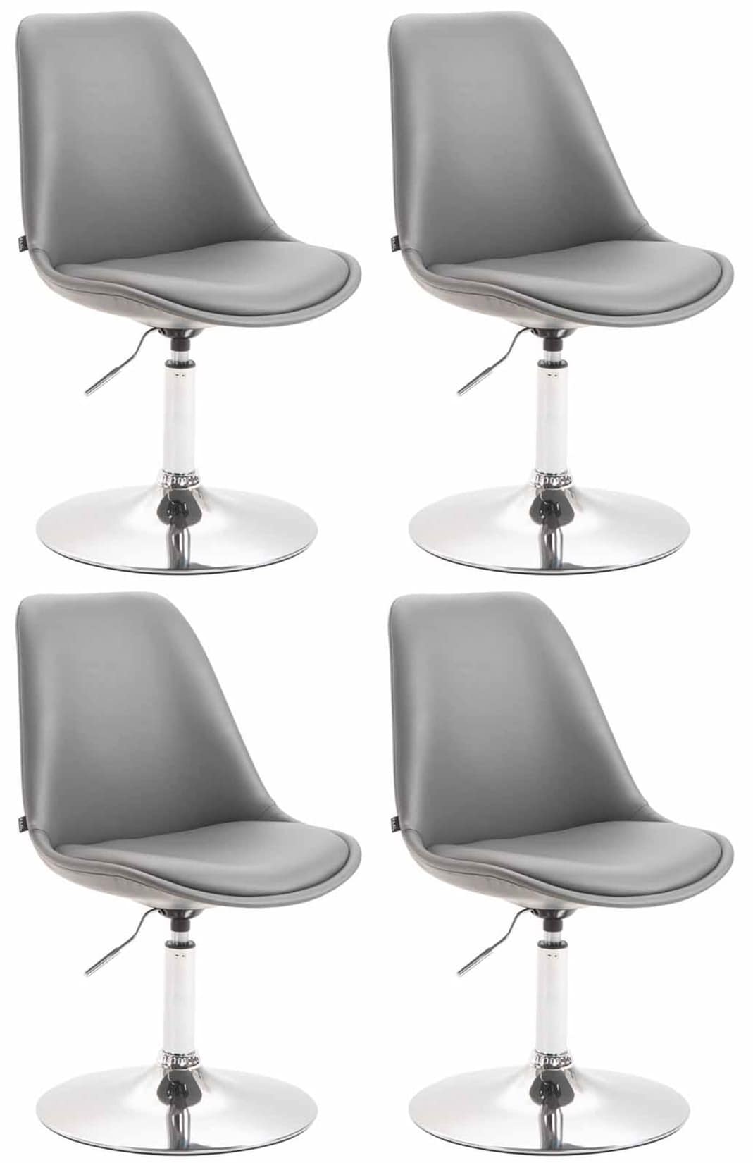 CLP 4er Set Esszimmerstühle Maverick C Kunstleder Farbe: grau, Gestell Farbe: chrom