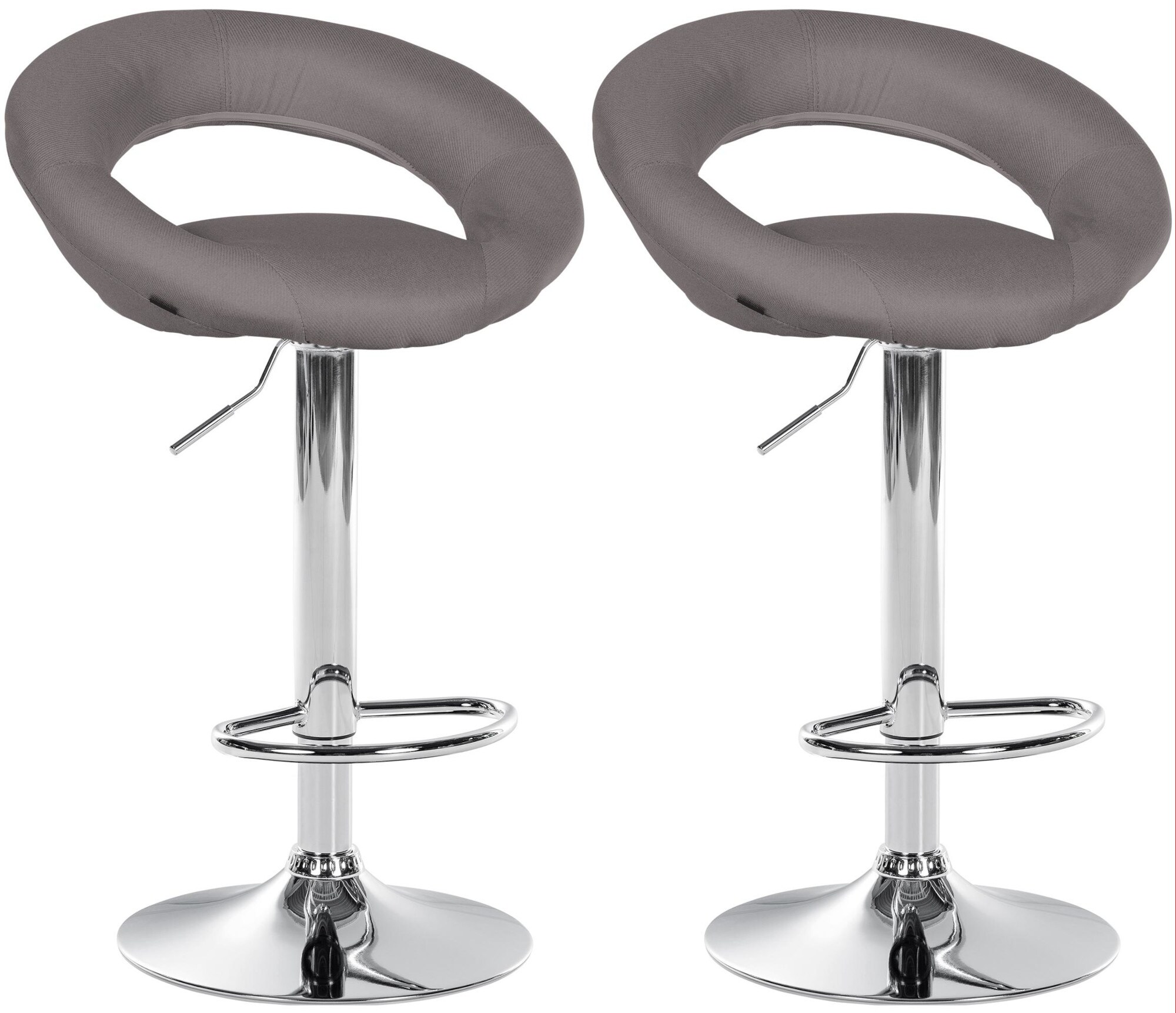 CLP 2er Set Barhocker Olinda Stoffbezug I Barst&uuml;hle h&ouml;henverstellbar und drehbar I Thekenhocker mit R&uuml;ckenlehnen 