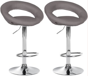 CLP 2er Set Barhocker Olinda Stoffbezug I Barstühle höhenverstellbar und drehbar I Thekenhocker mit Rückenlehnen 